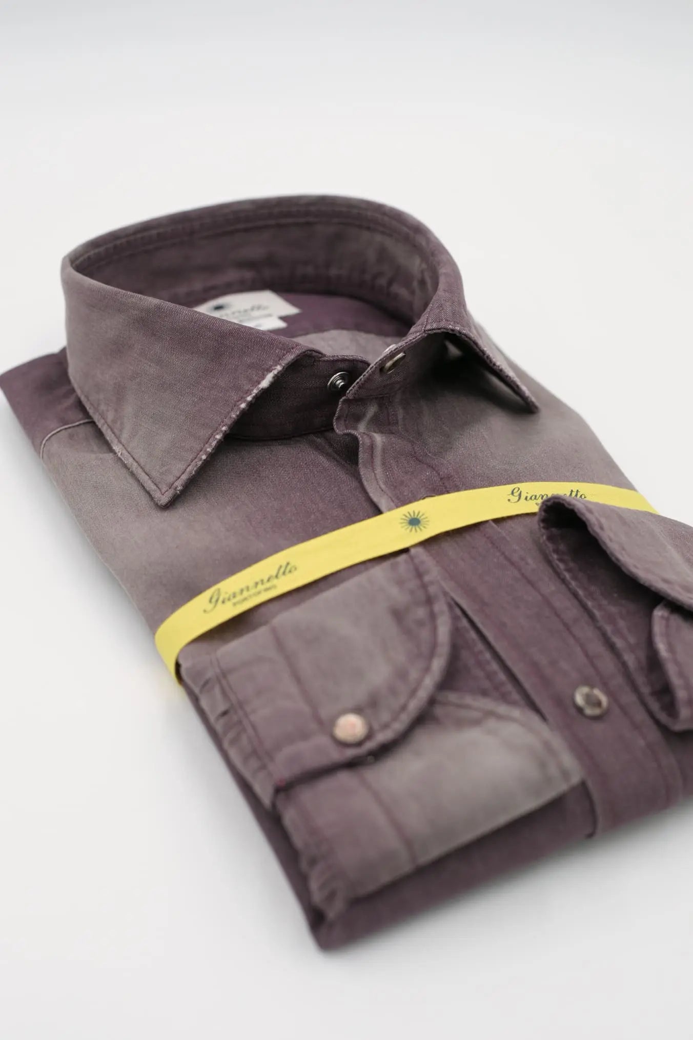 Camicia Denim Washed Viola Melanzana - Guarino Store