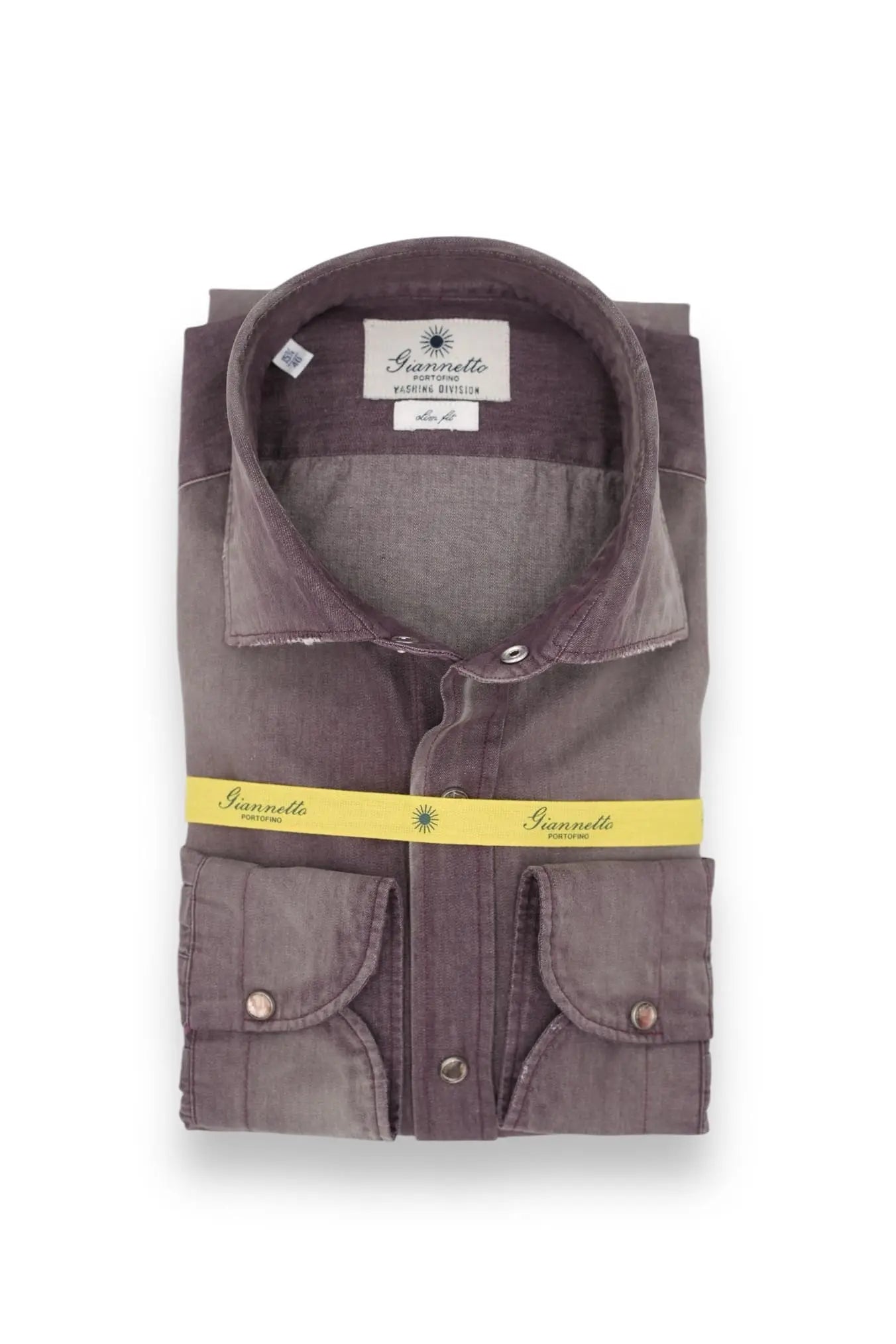 Camicia Denim Washed Viola Melanzana - Guarino Store