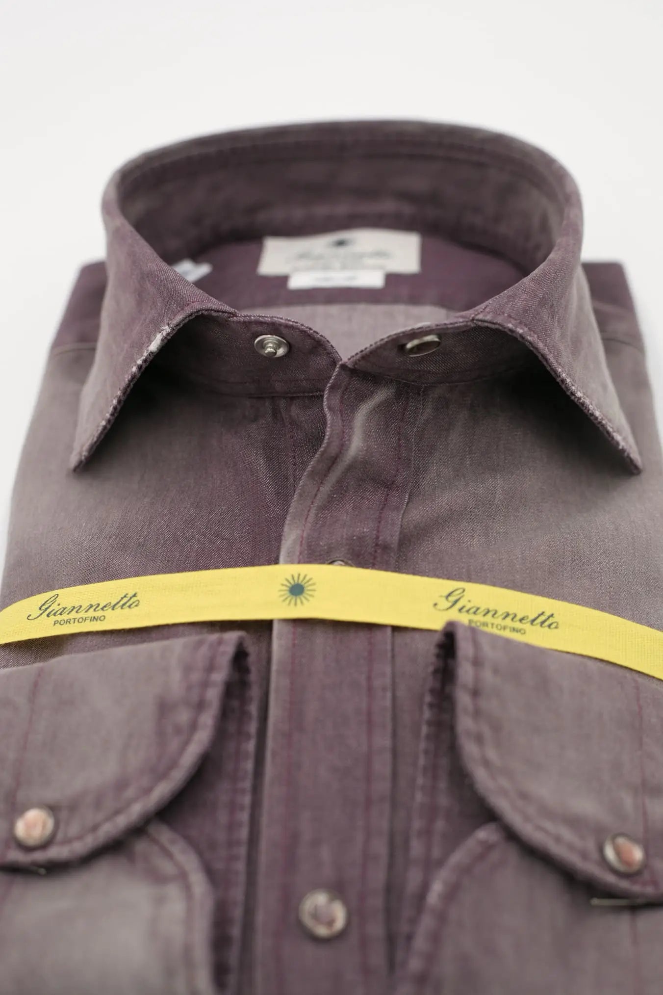 Camicia Denim Washed Viola Melanzana - Guarino Store