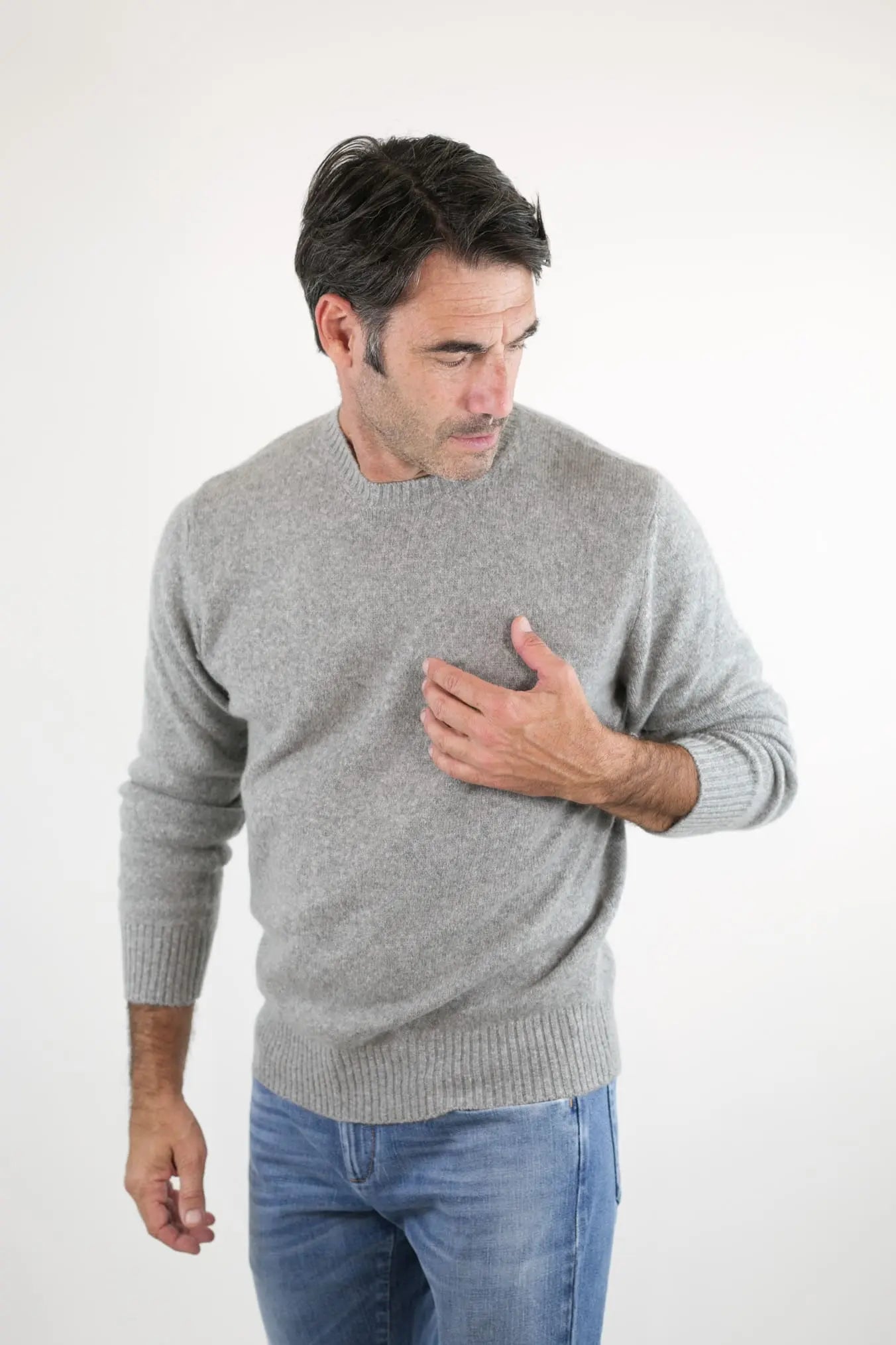 Girocollo Cashmere e Seta Grigio - Guarino Store