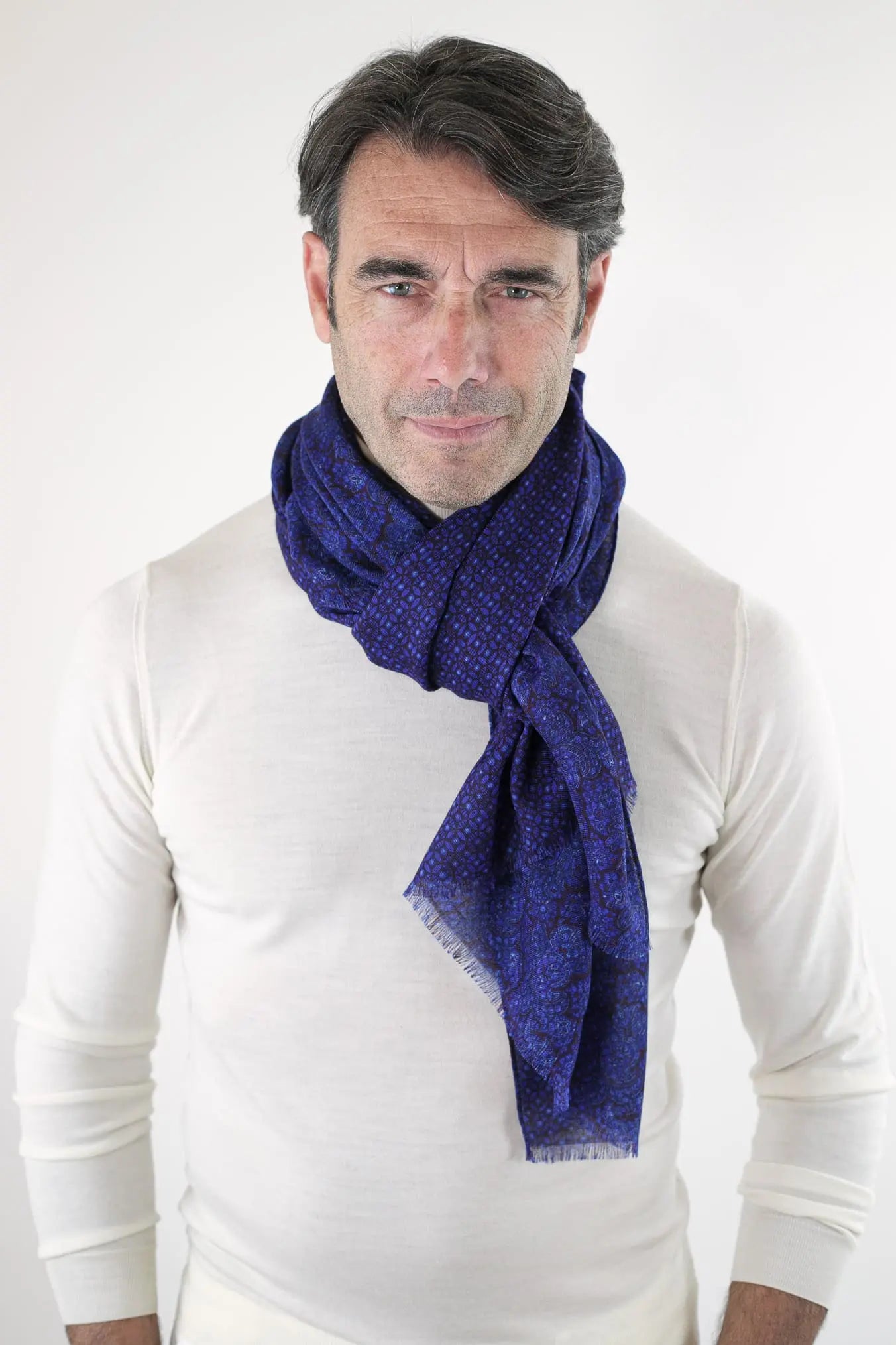 Sciarpa Cashmere Fantasia Blu - Guarino Store