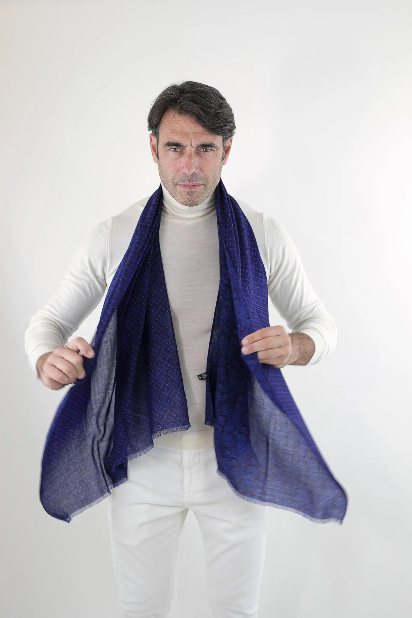 Sciarpa Cashmere Fantasia Blu - Guarino Store