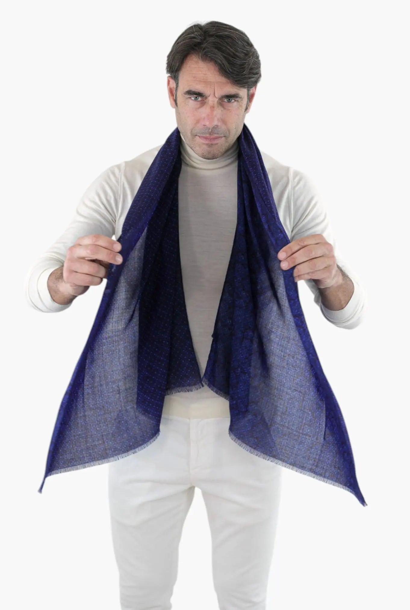 Sciarpa Cashmere Fantasia Blu - Guarino Store