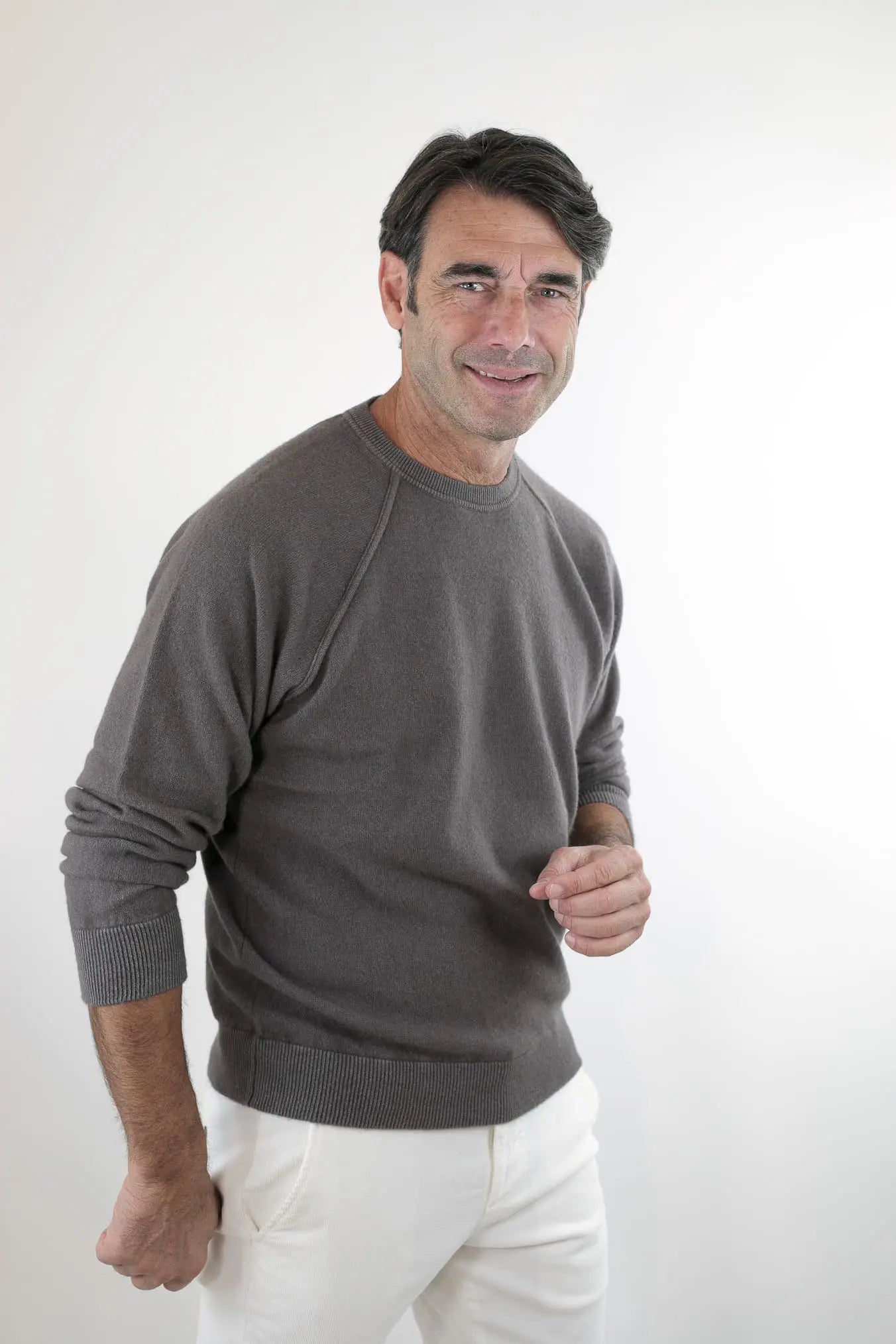 Girocollo Raglan Cashmere Old Dyed Fango - Guarino Store