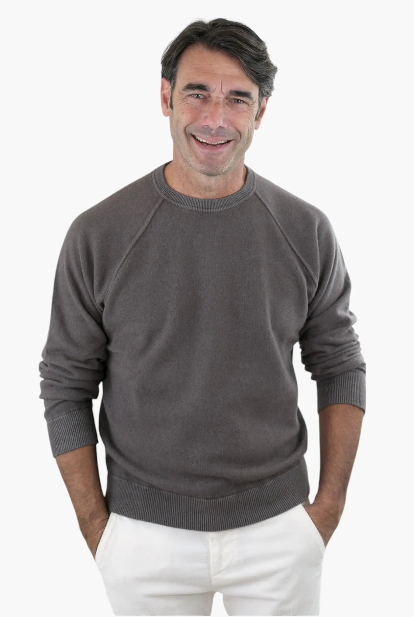 Girocollo Raglan Cashmere Old Dyed Fango - Guarino Store