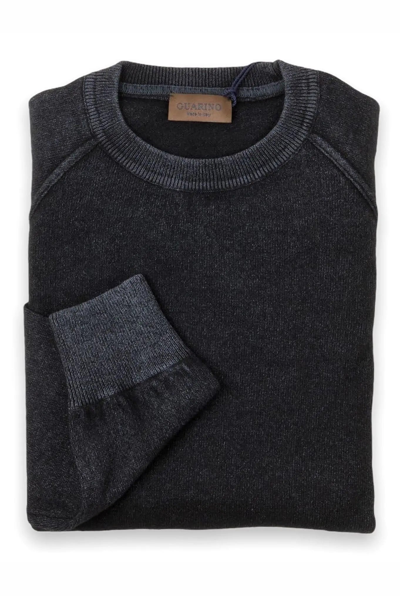 Girocollo Raglan Cashmere Old Dyed Nero - Guarino Store