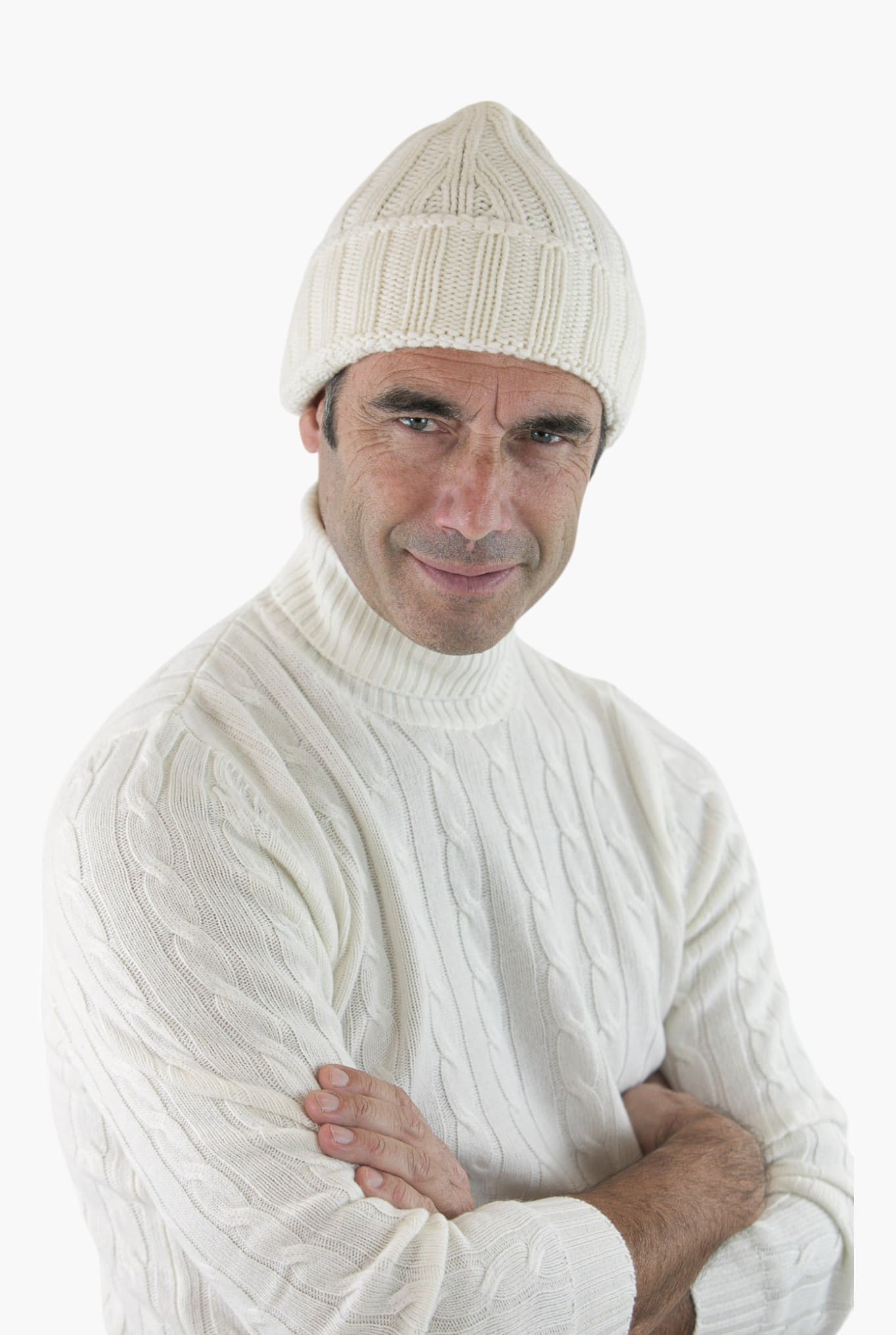 Berretto Cashmere Coste Larghe Bianco