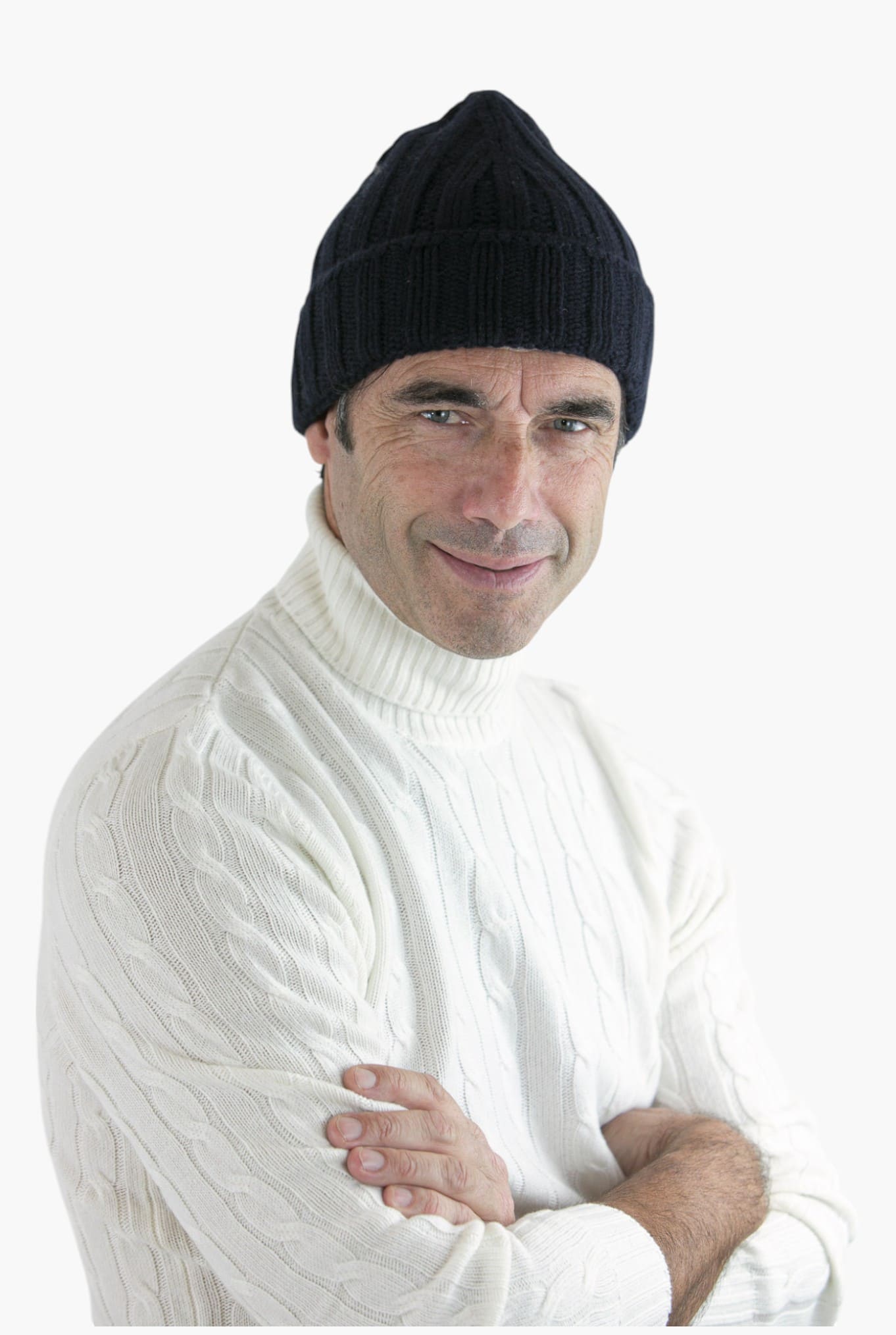 Berretto Cashmere Coste Larghe Blu