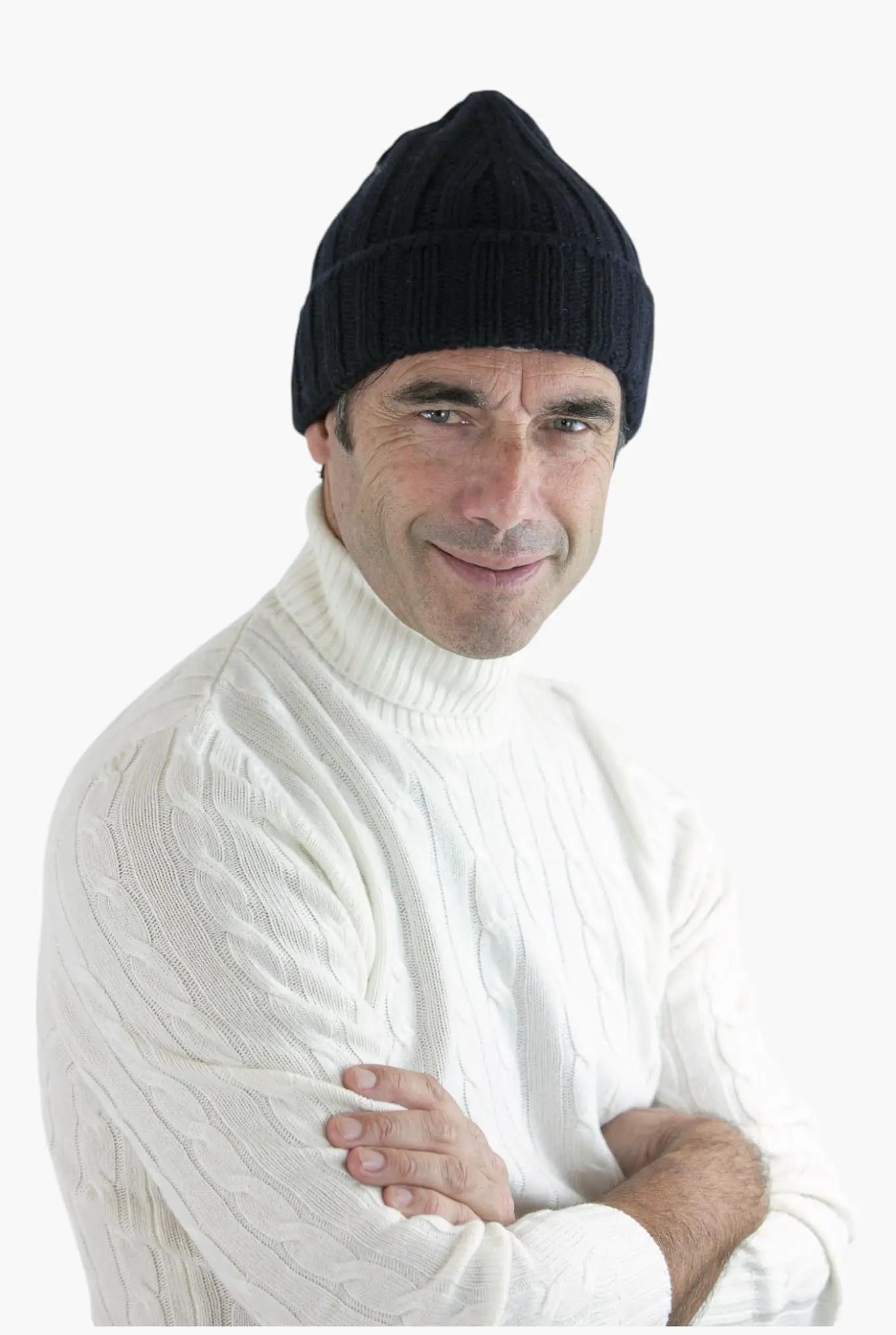 Berretto Cashmere Coste Larghe Blu