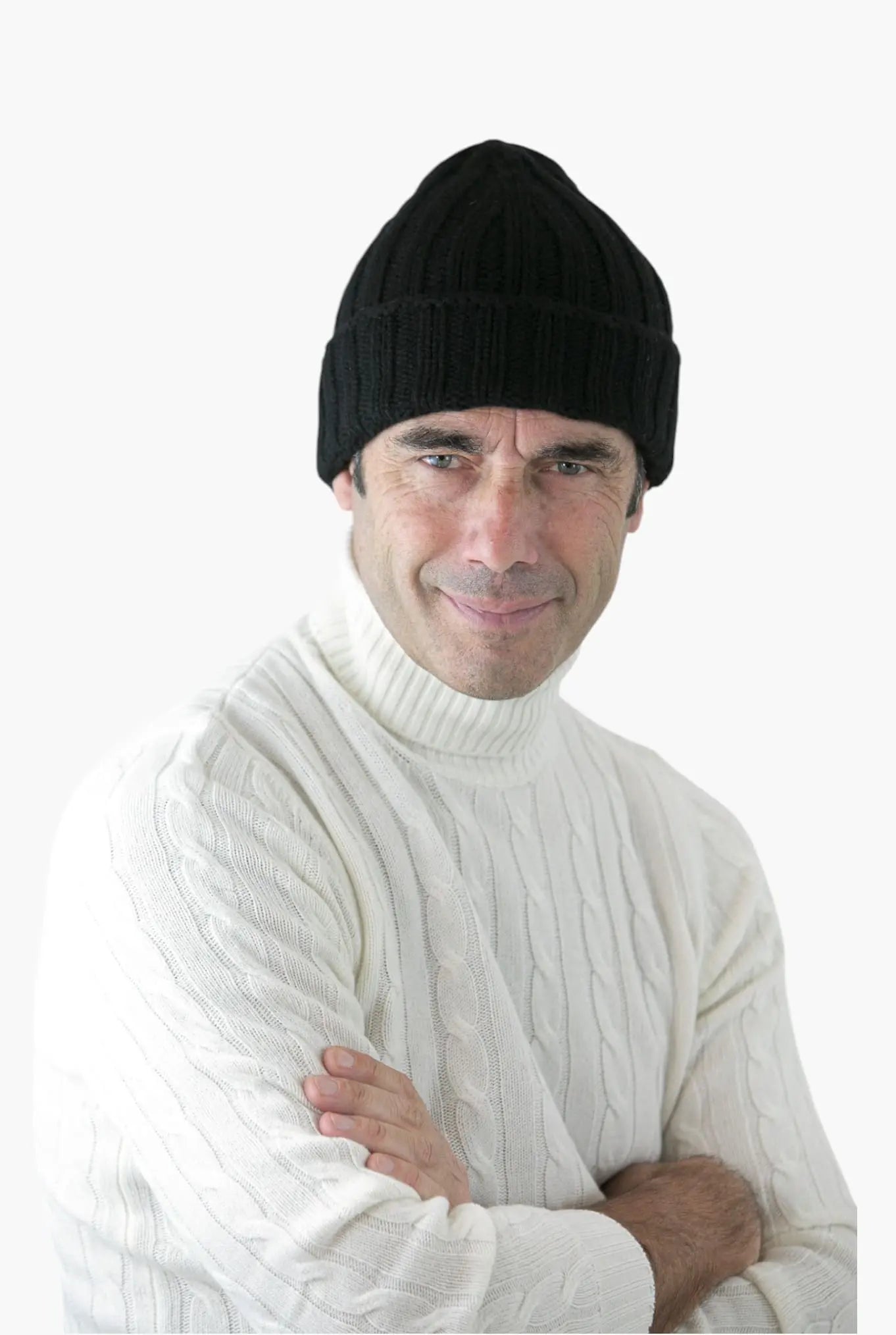 Berretto Cashmere Coste Larghe Nero