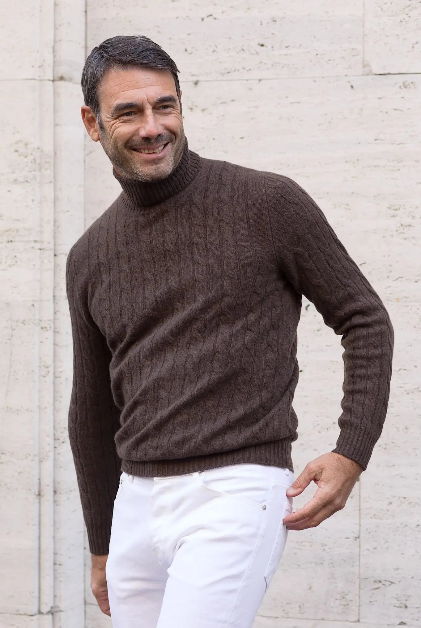 Dolcevita a Trecce in Cashmere Testa di Moro
