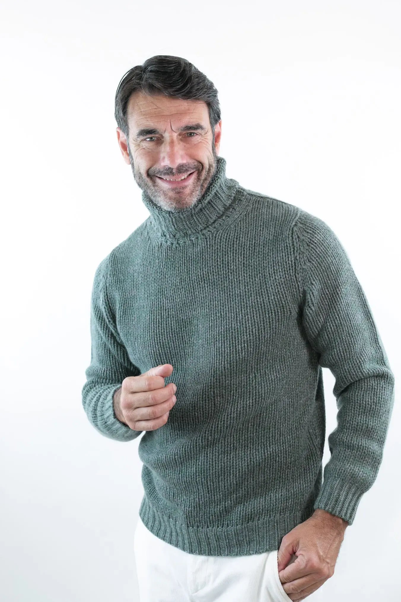 Dolcevita 6 Fili Cashmere Mélange Verde - Guarino Store