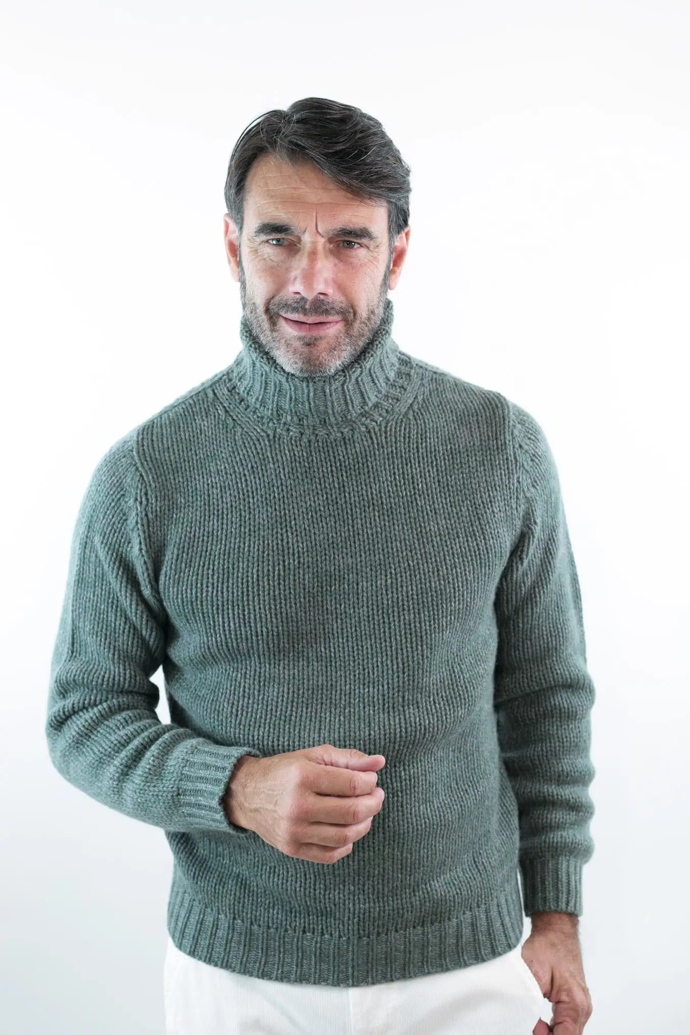 Dolcevita 6 Fili Cashmere Mélange Verde - Guarino Store