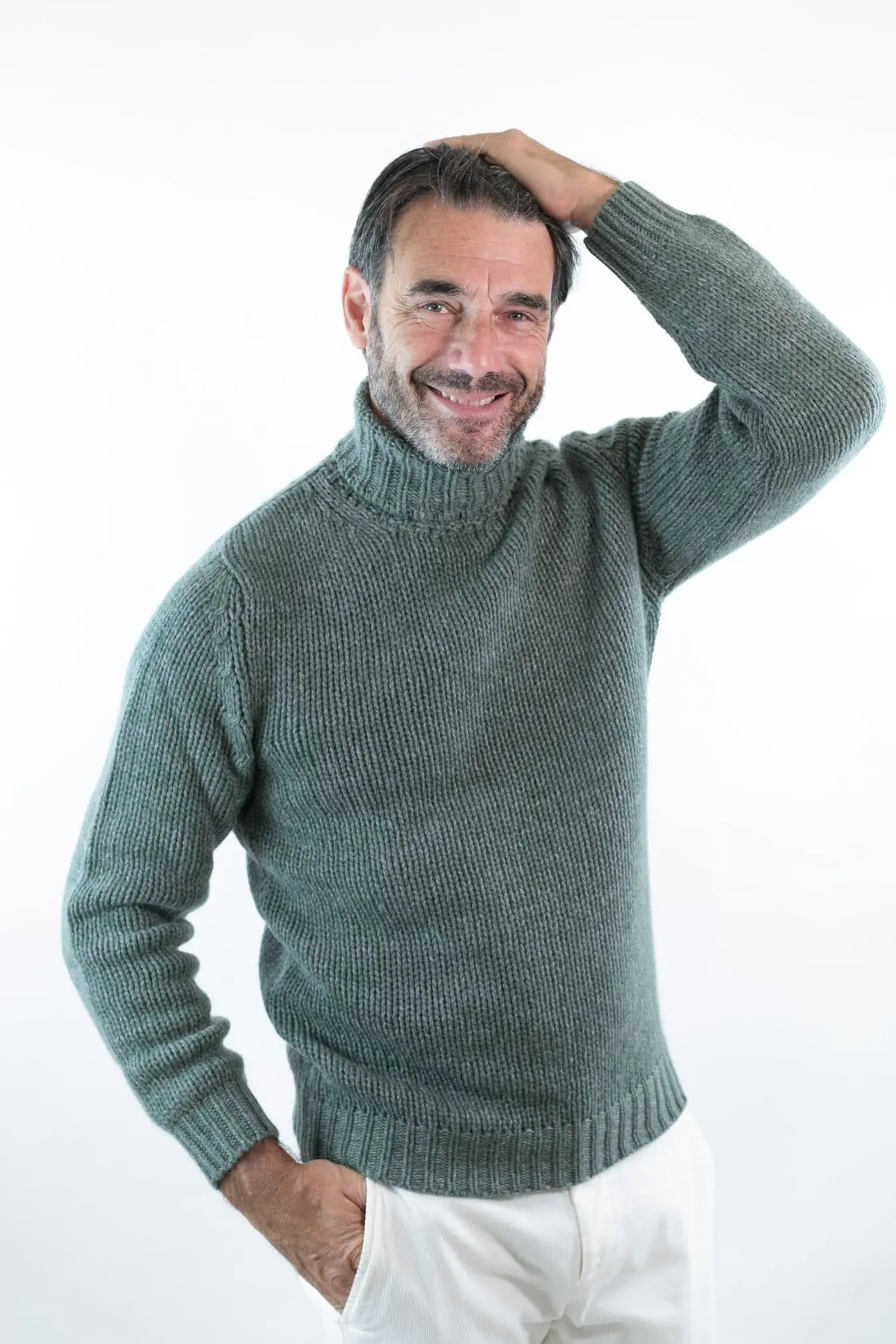Dolcevita 6 Fili Cashmere Mélange Verde - Guarino Store