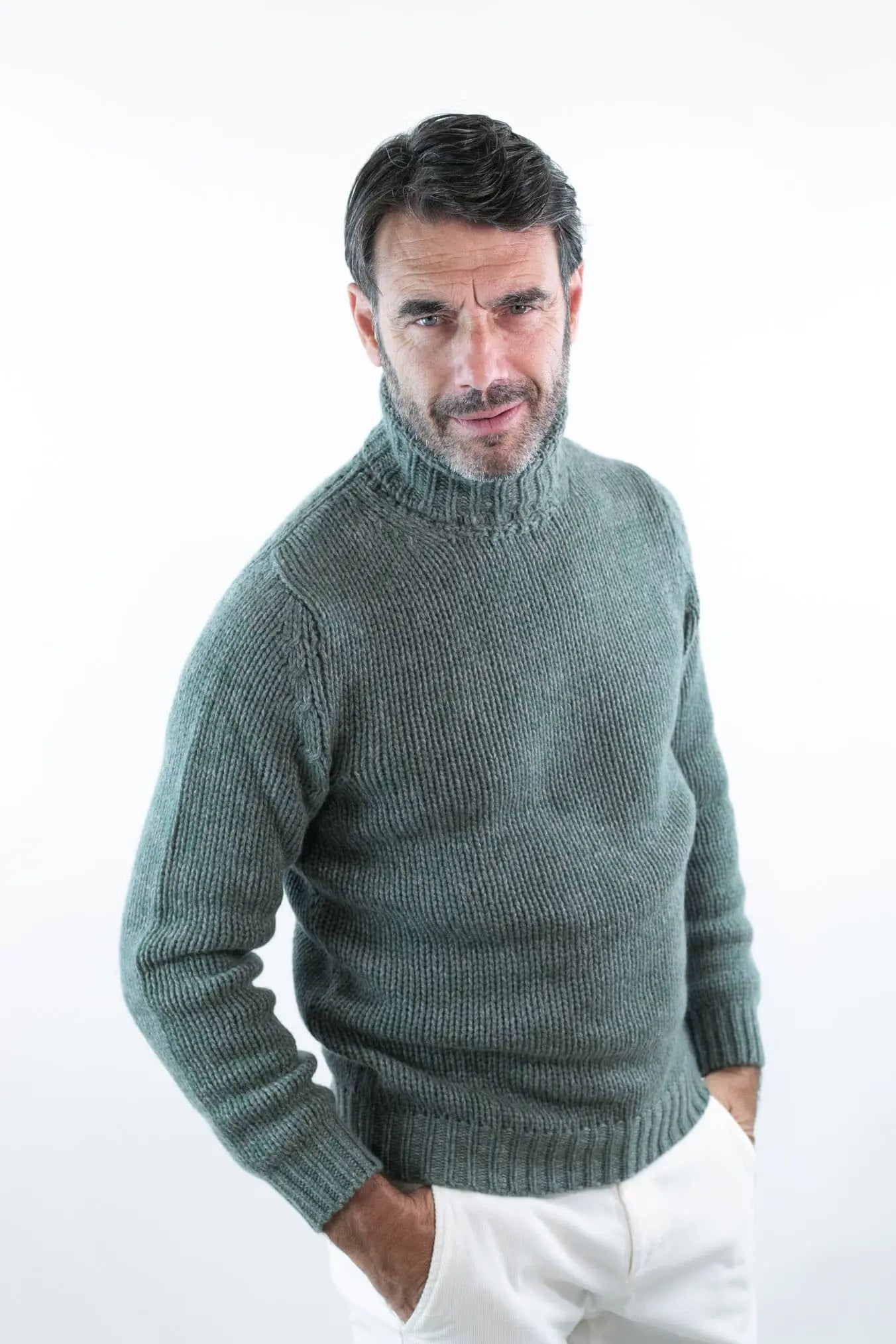 Dolcevita 6 Fili Cashmere Mélange Verde - Guarino Store