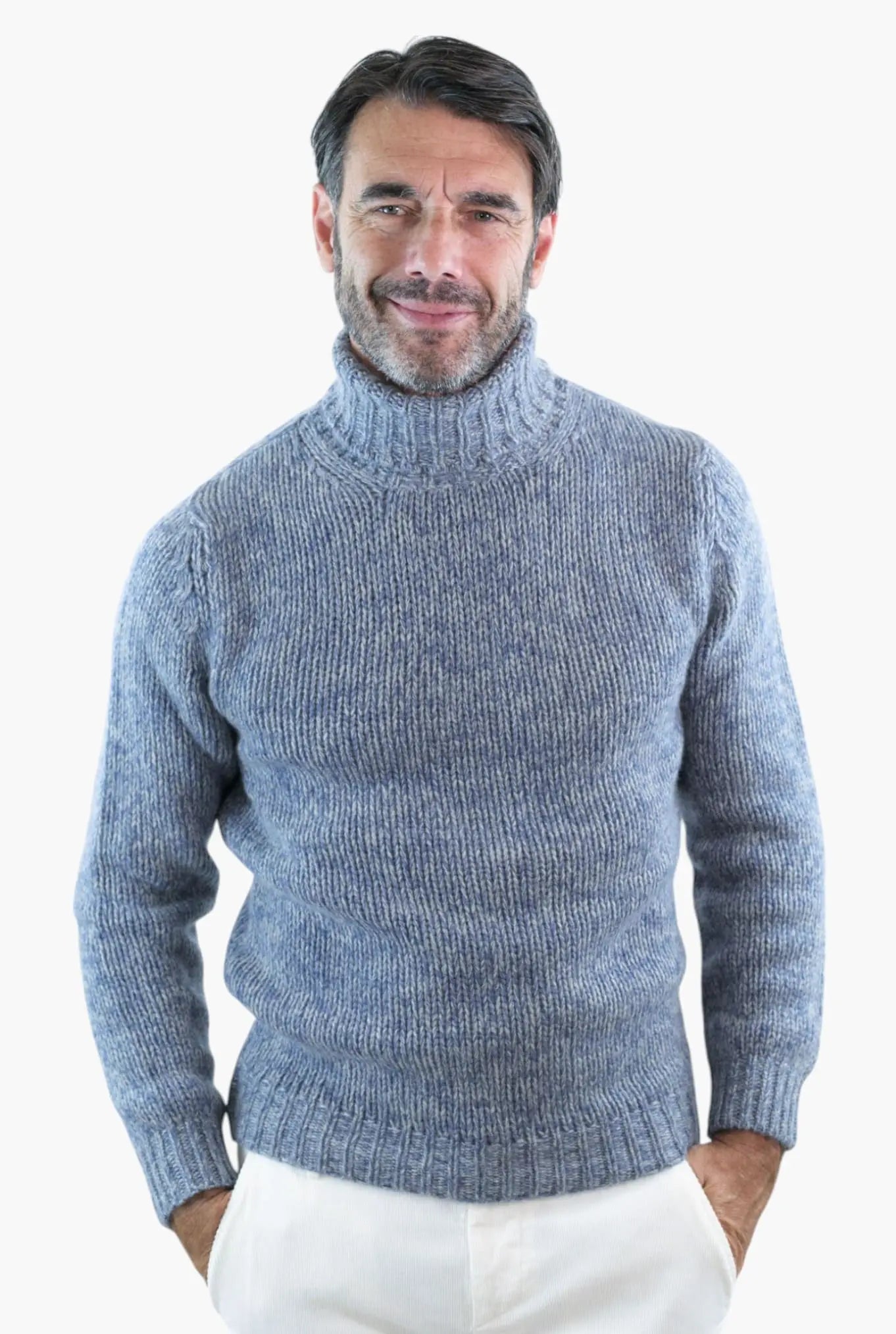 Dolcevita 6 Fili Cashmere Mélange Azzurro - Guarino Store
