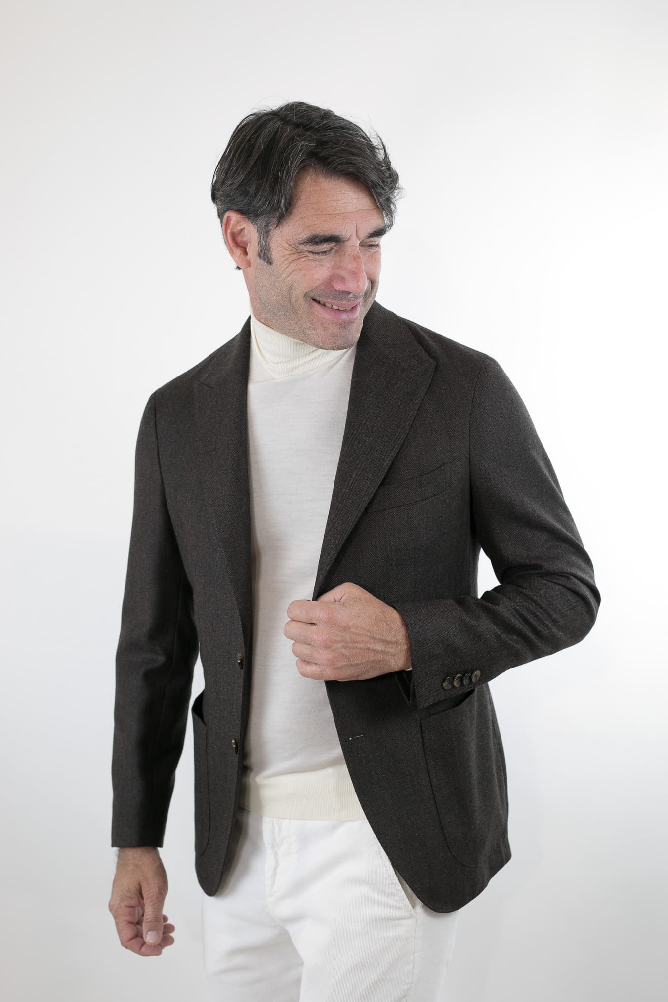 GUARINO Giacca Spigata Lana Testa Moro