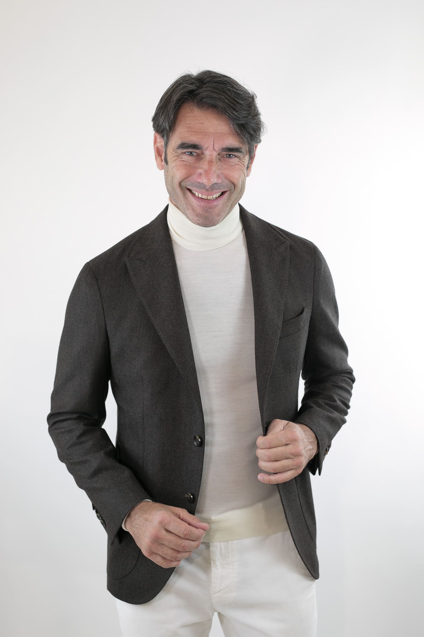 GUARINO Giacca Spigata Lana Testa Moro