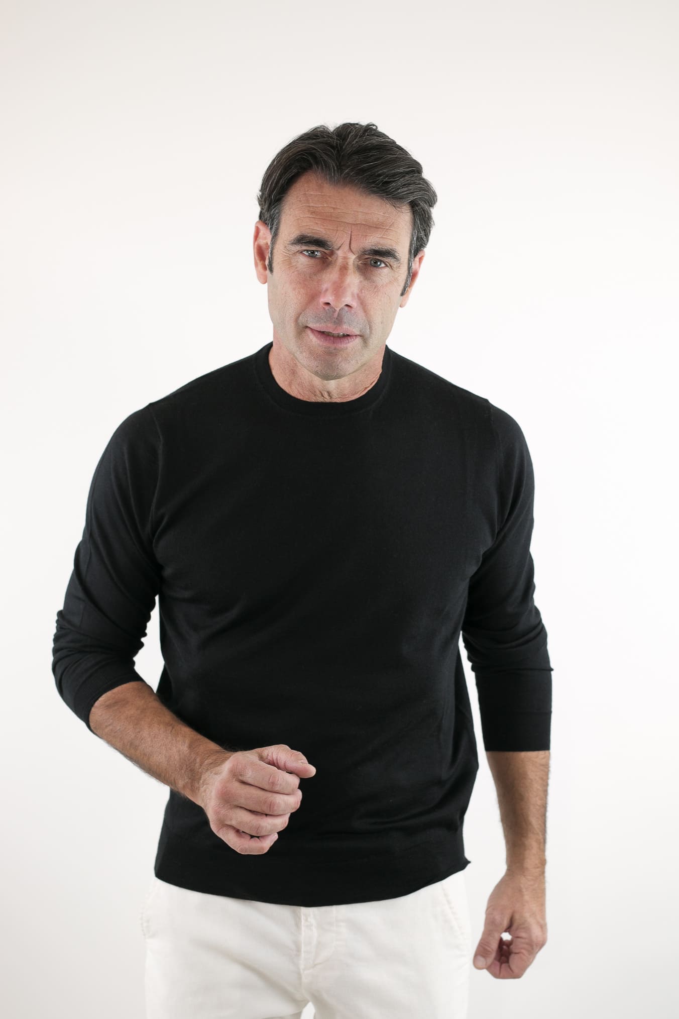 GUARINO Girocollo Lana Seta Cashmere Nero