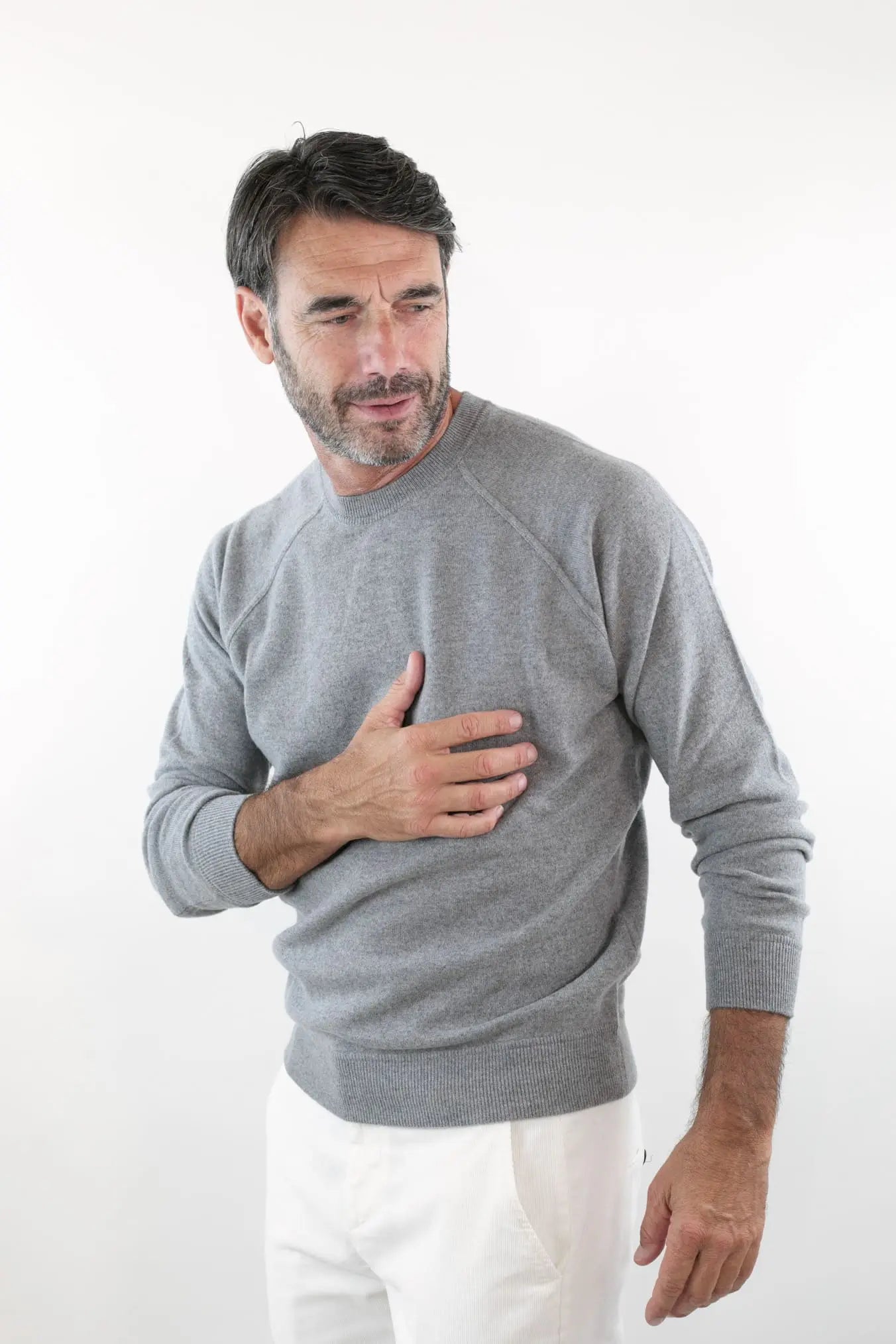GUARINO Girocollo Raglan Lana e Cashmere Grigio Chiaro