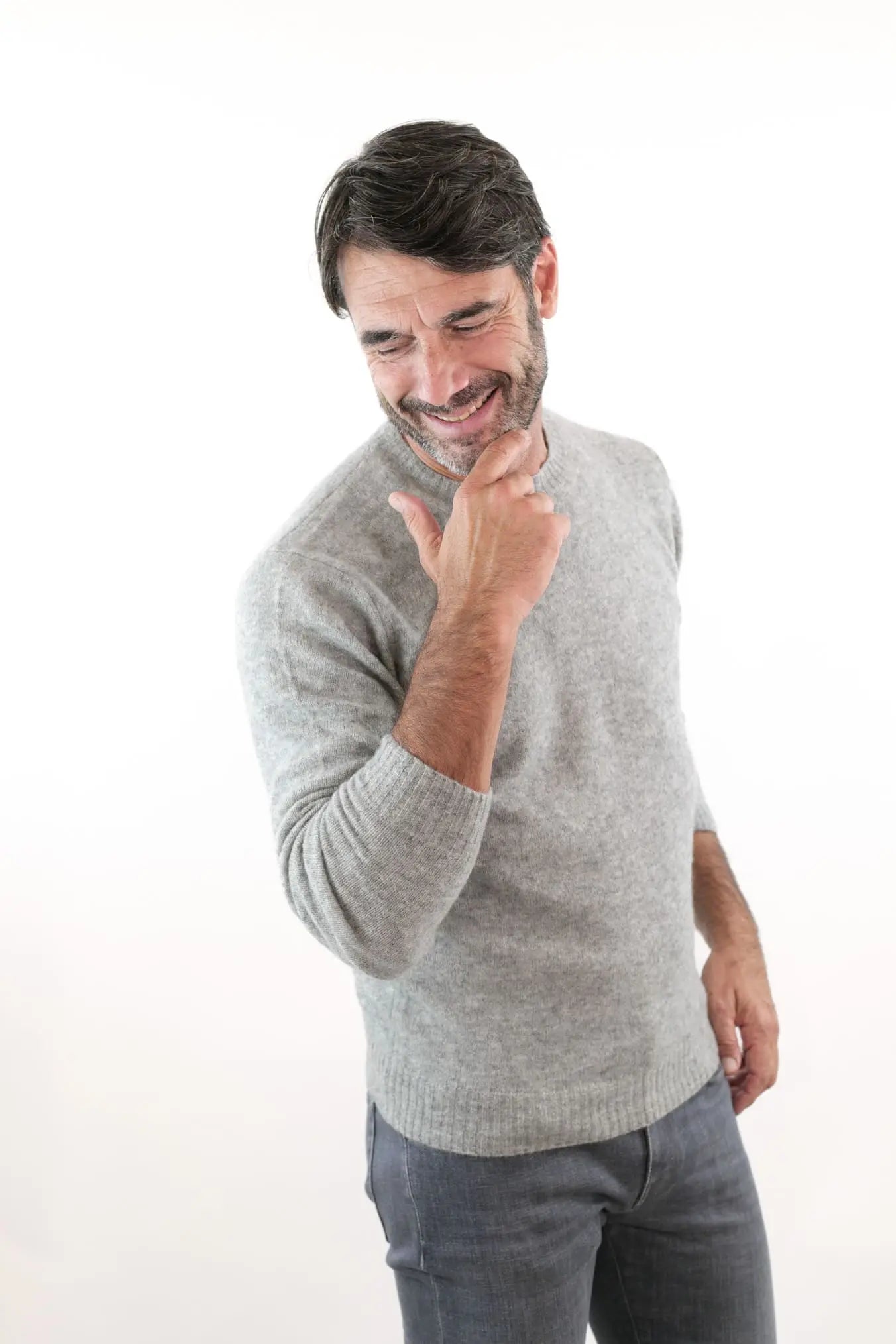 Girocollo in Cashmere e Seta Grigio Perla - Guarino Store