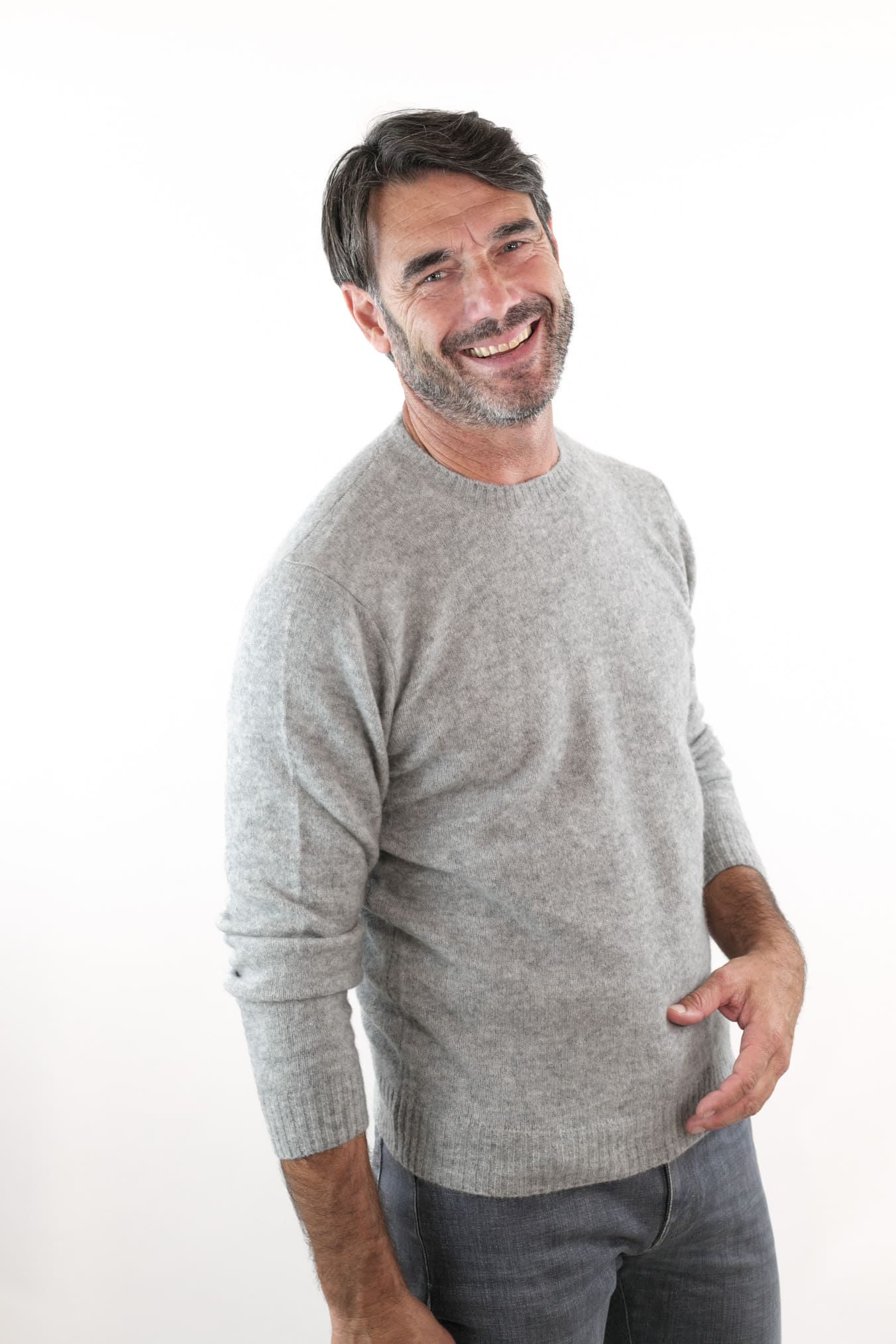 Girocollo in Cashmere e Seta Grigio Perla - Guarino Store