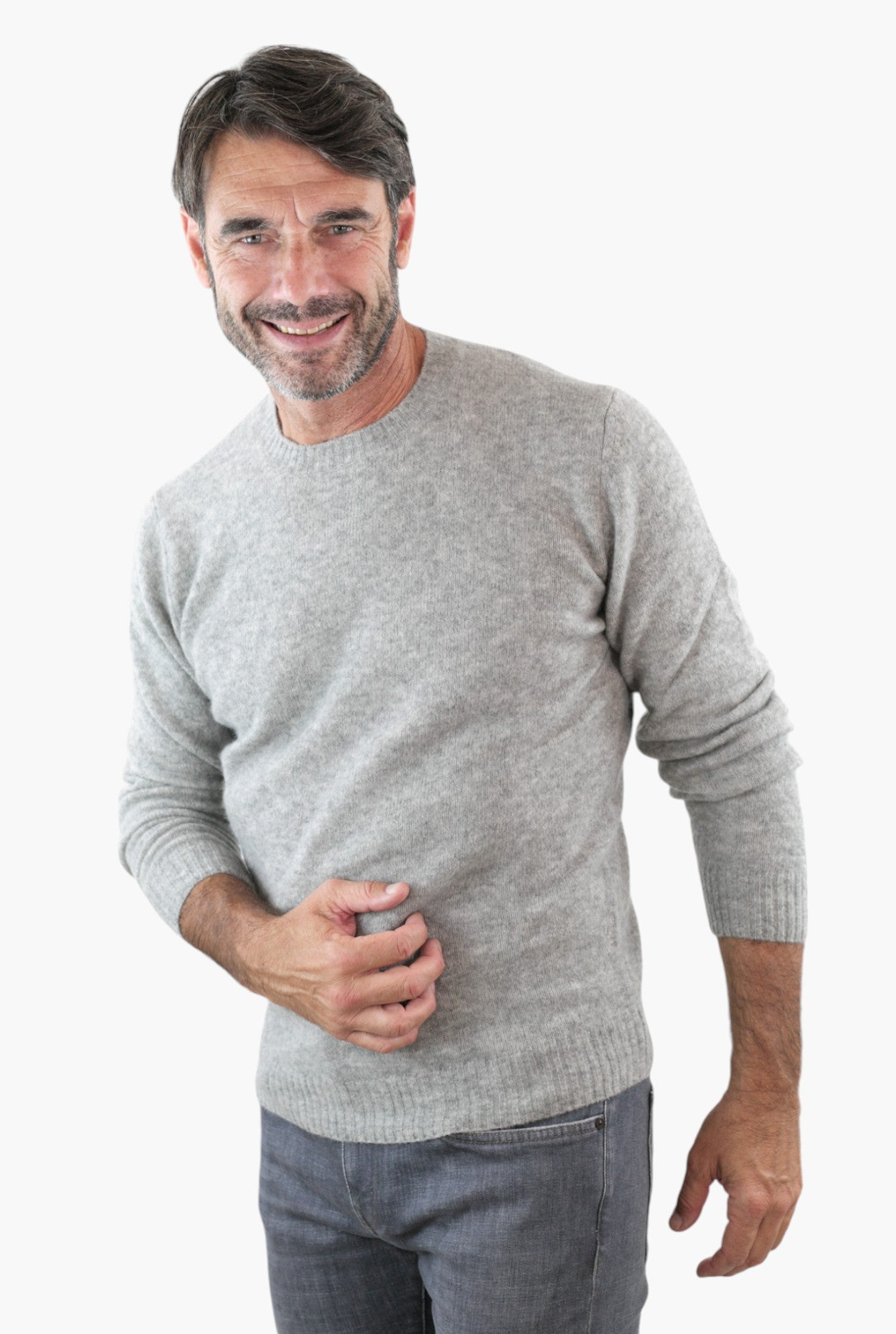 Girocollo in Cashmere e Seta Grigio Perla - Guarino Store