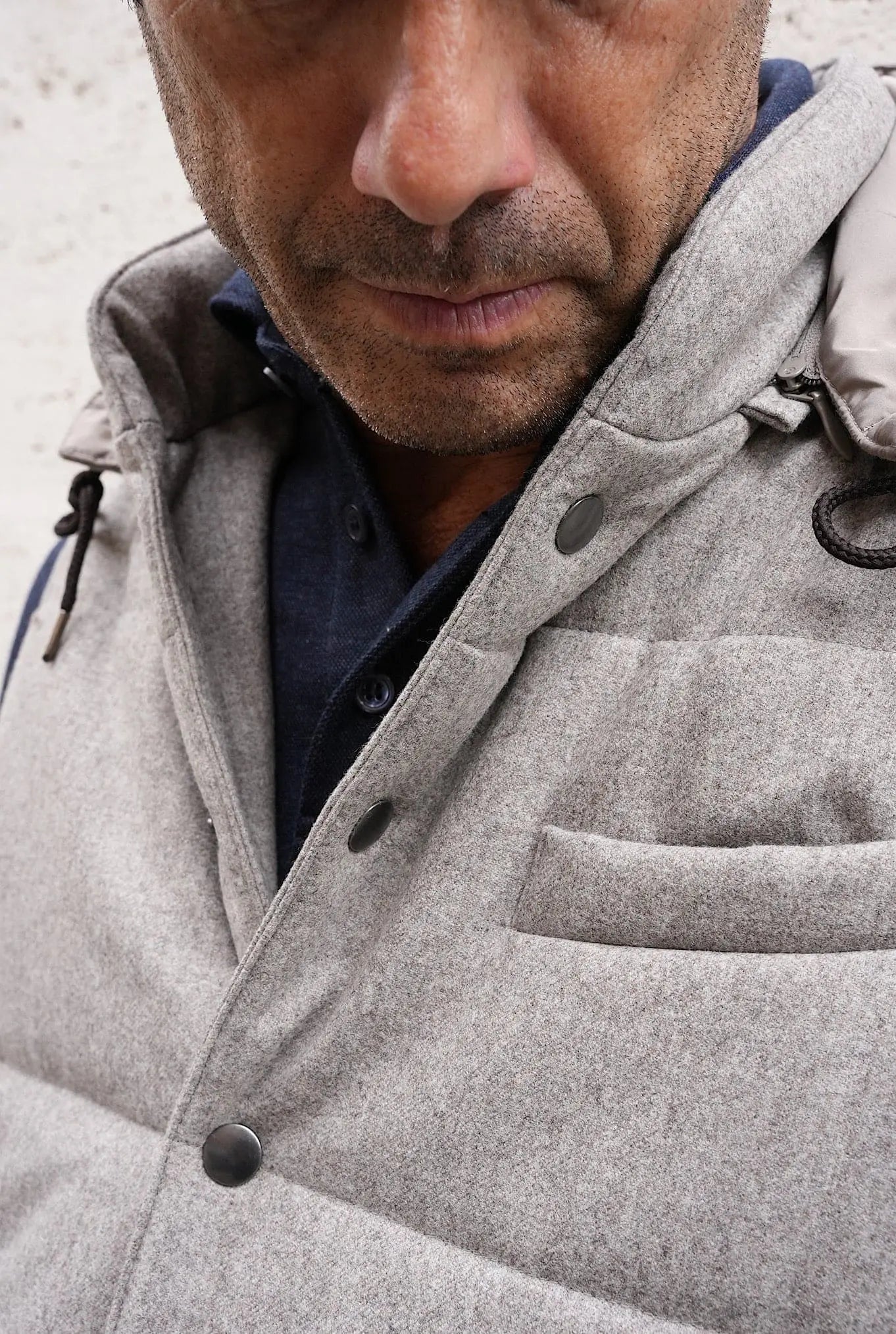 Gilet di Lana con Cappuccio Staccabile Beige - Guarino Store