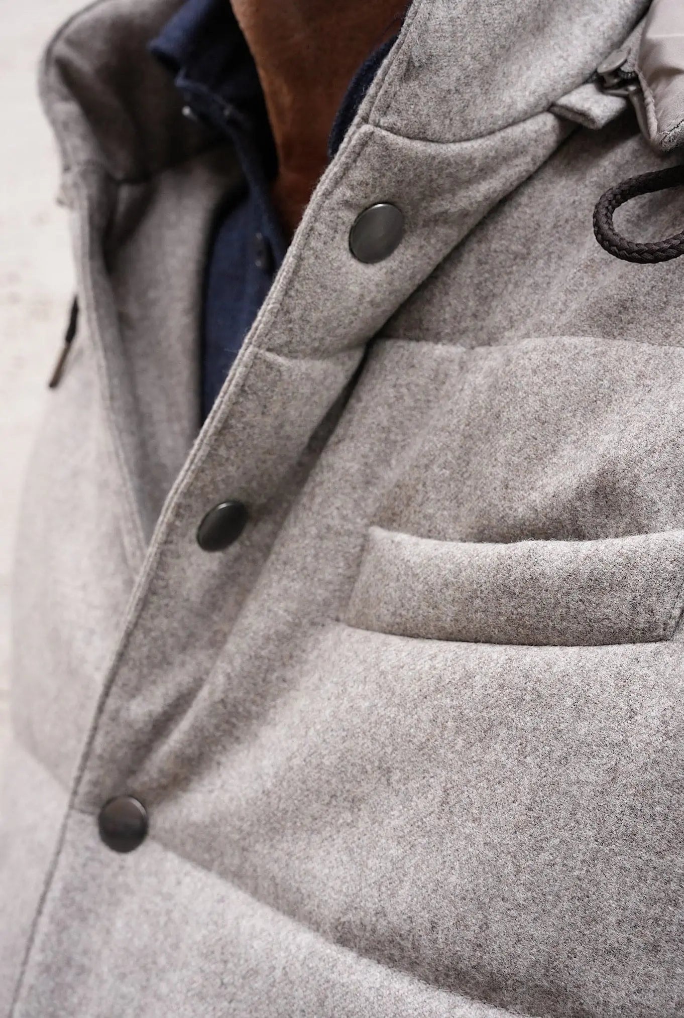 Gilet di Lana con Cappuccio Staccabile Beige - Guarino Store