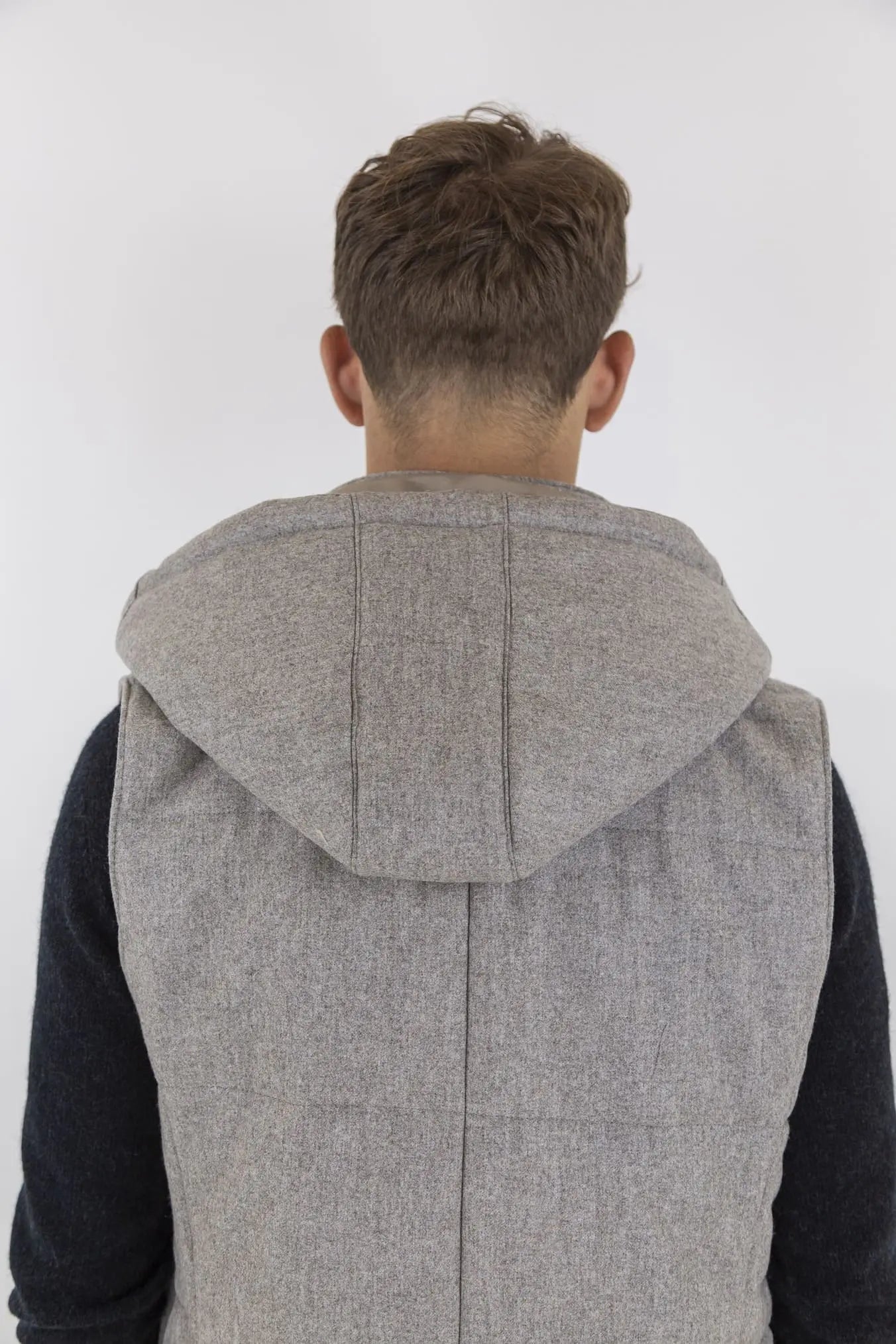 Gilet di Lana con Cappuccio Staccabile Beige - Guarino Store