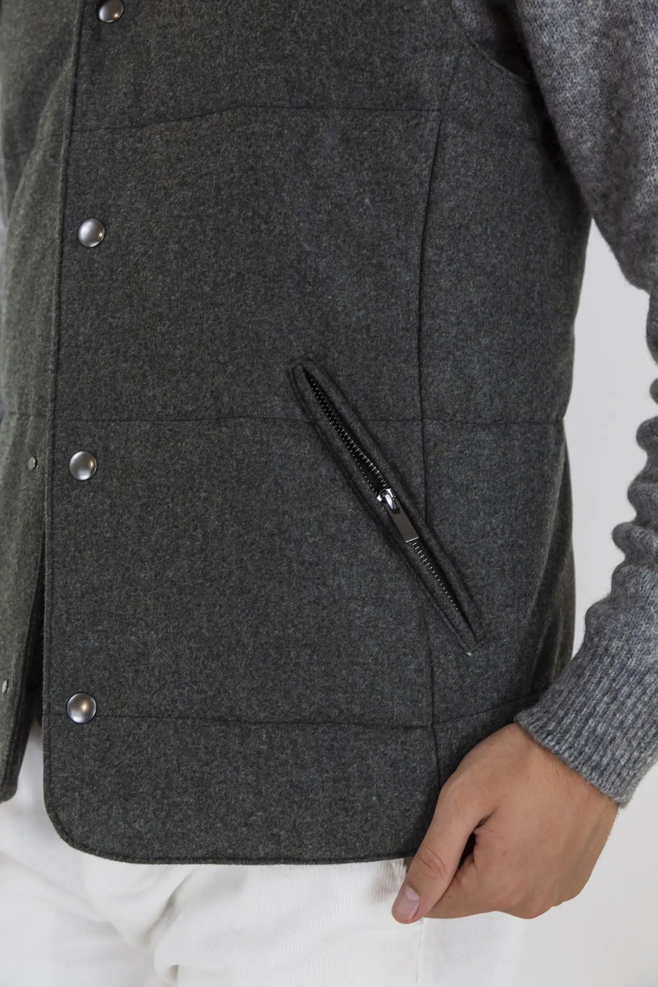 Gilet di Lana con Cappuccio Staccabile Verde - Guarino Store