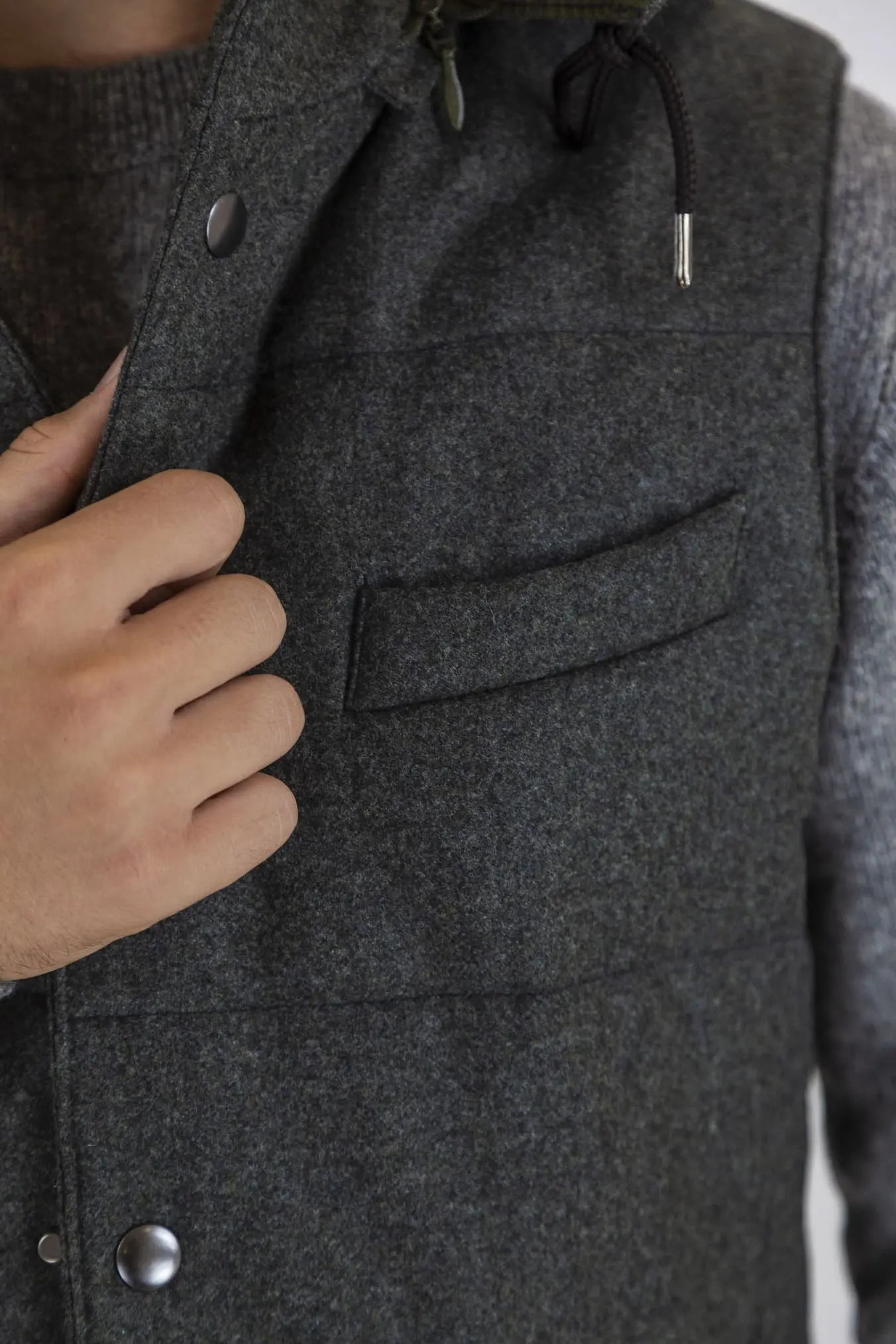 Gilet di Lana con Cappuccio Staccabile Verde - Guarino Store