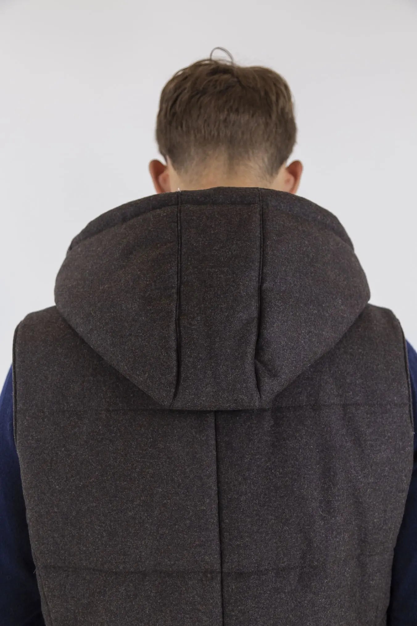 Gilet di Lana con Cappuccio Staccabile Testa di Moro - Guarino Store