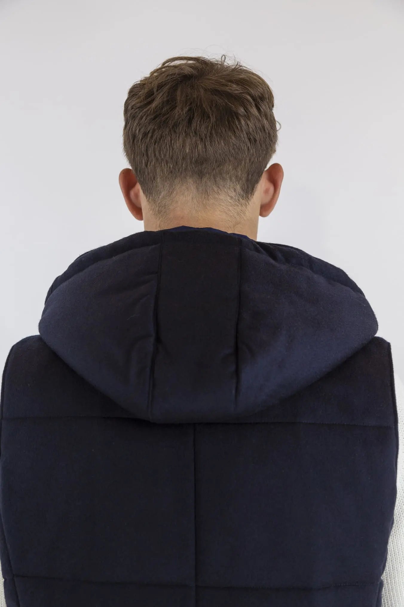 Gilet di Lana con Cappuccio Staccabile Blu - Guarino Store