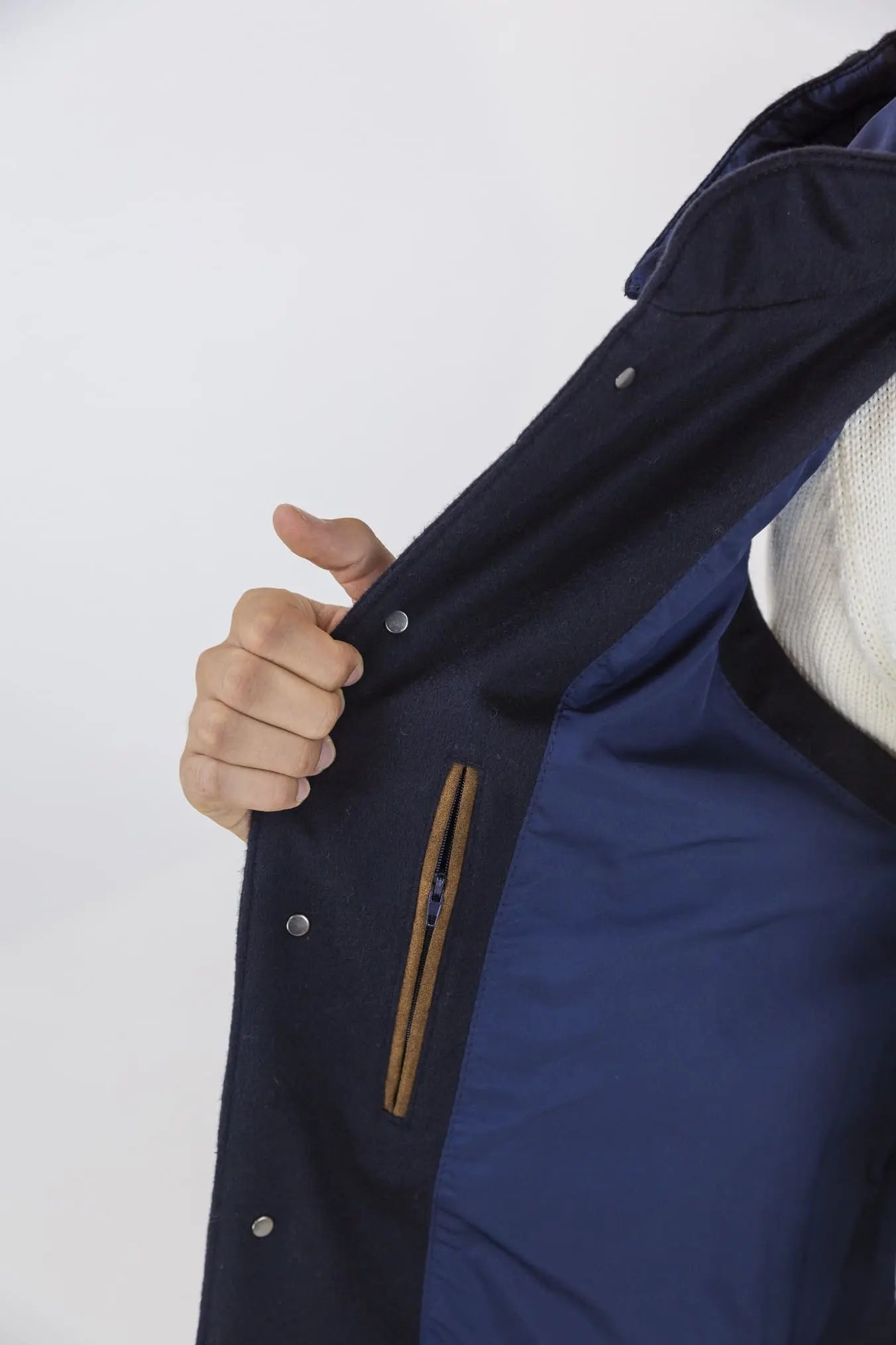 Gilet di Lana con Cappuccio Staccabile Blu - Guarino Store