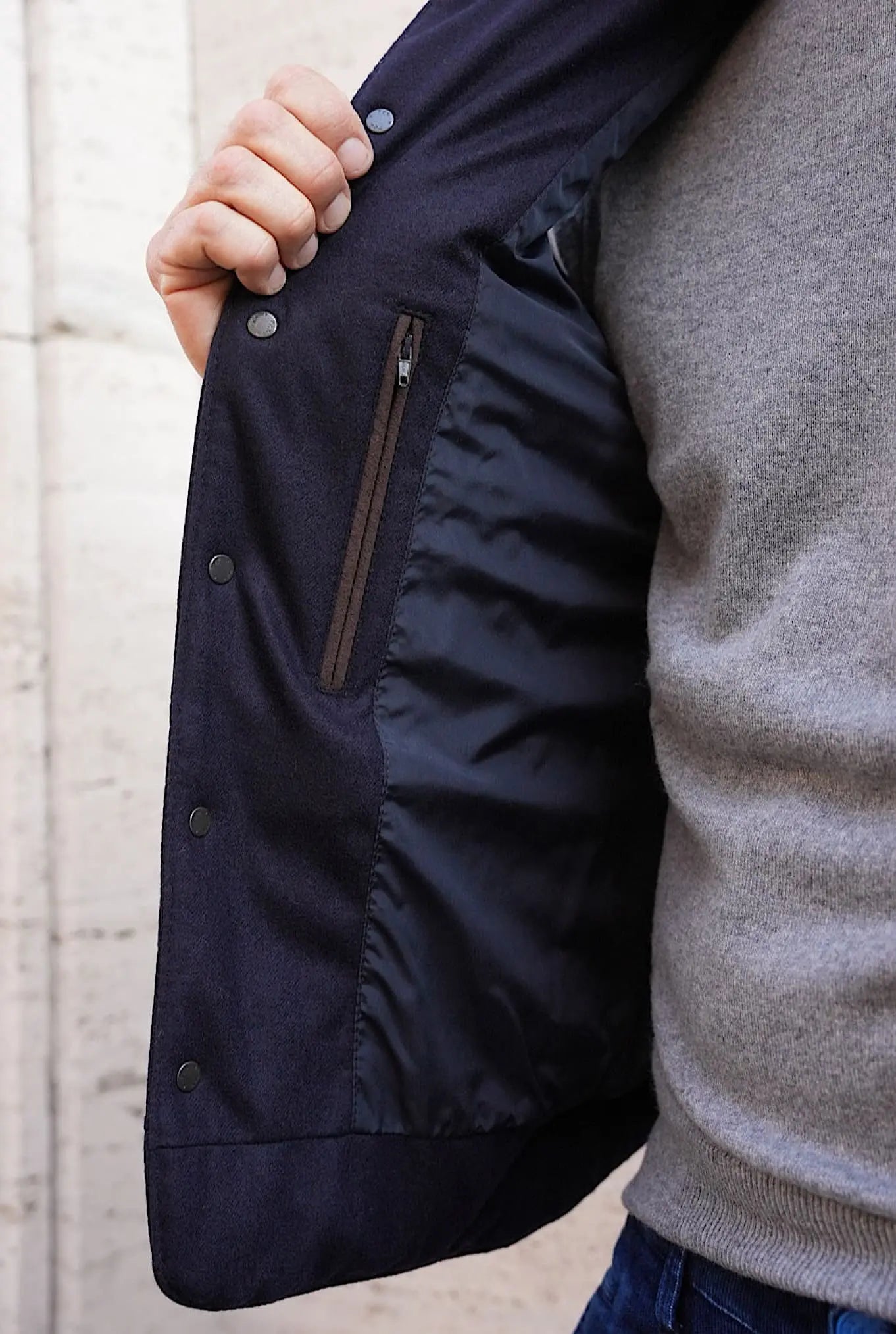 Gilet di Lana con Cappuccio Staccabile Blu - Guarino Store
