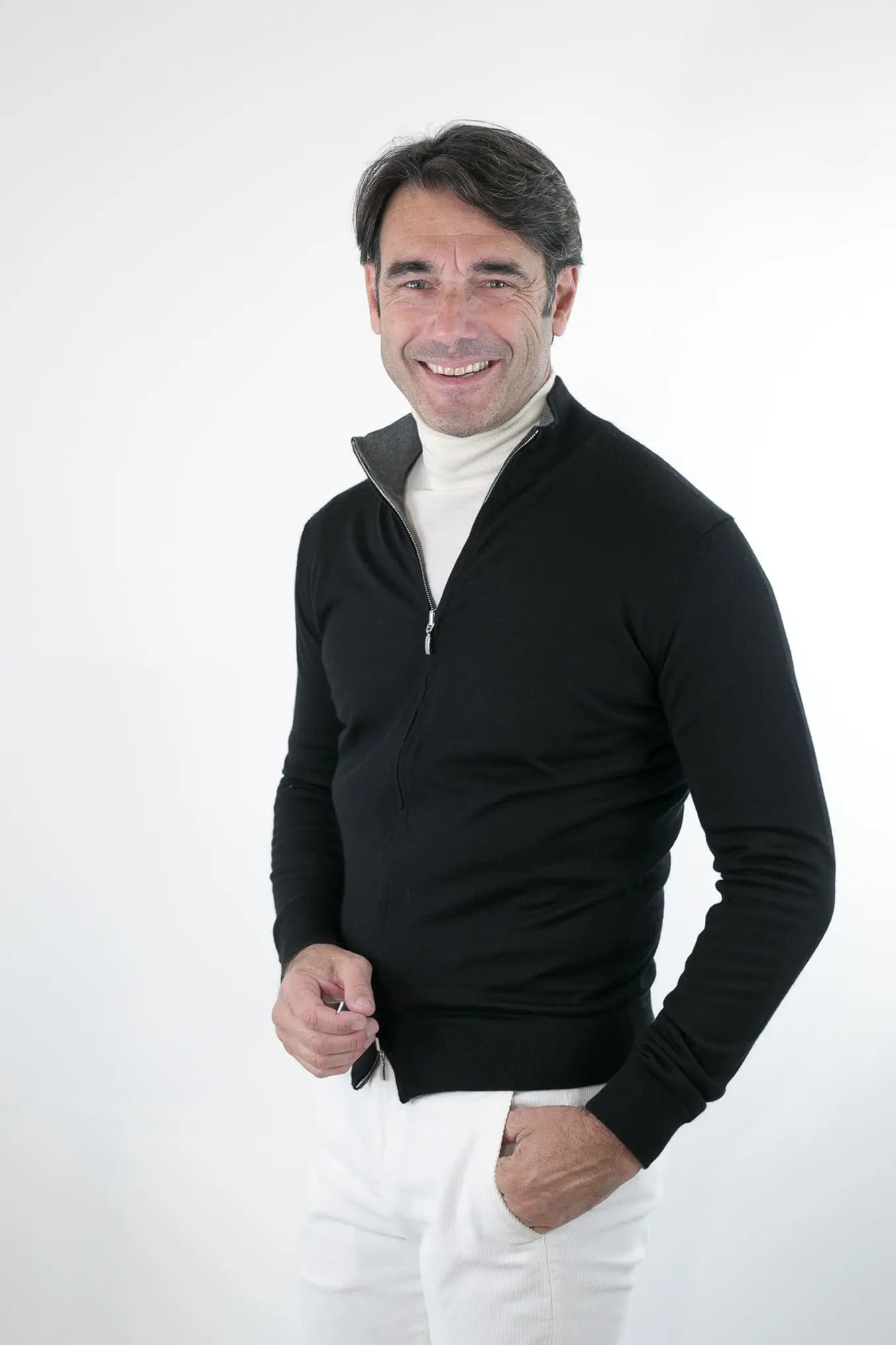 Maglia Full Zip Double Face Nero e Grigio - Guarino Store