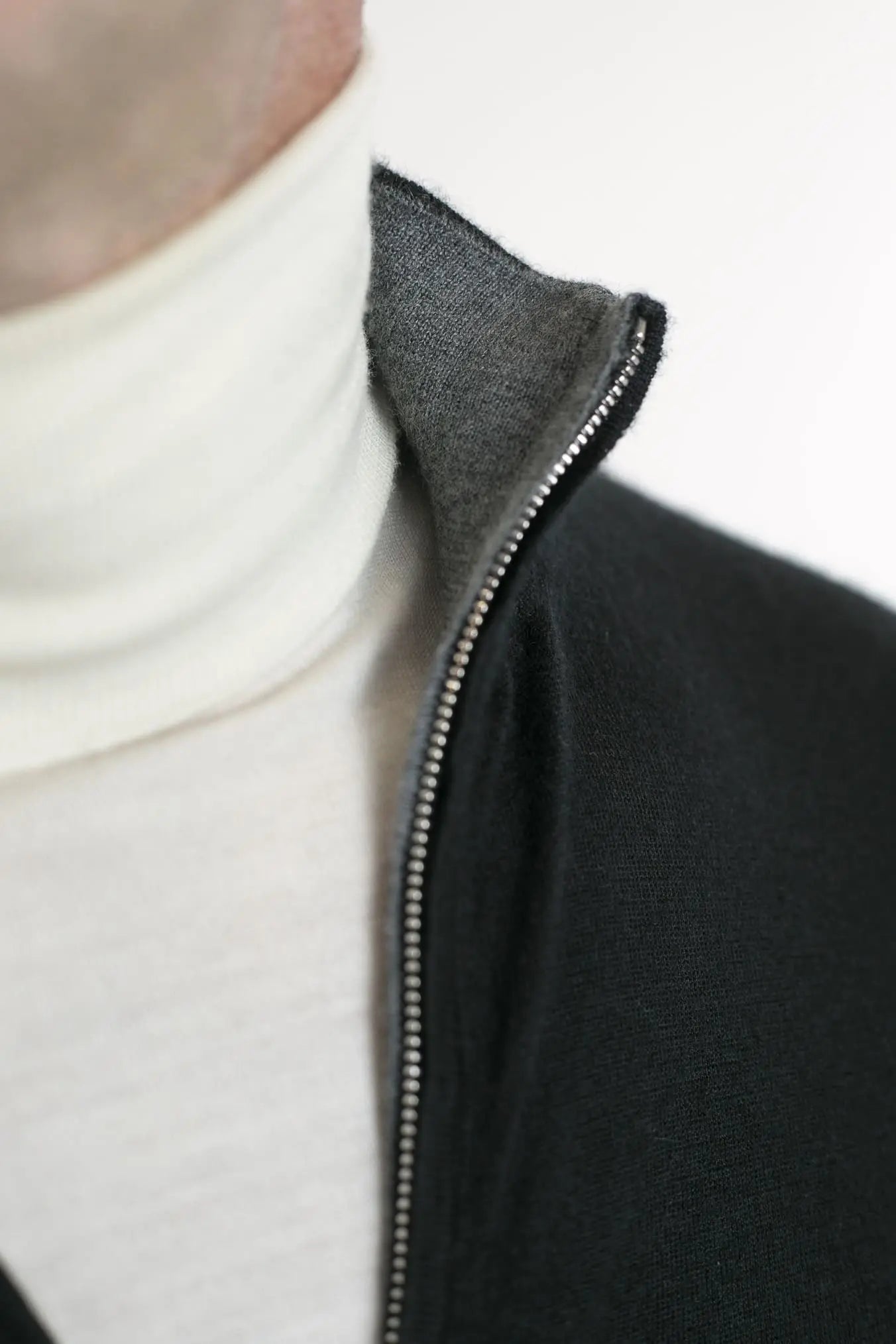 Maglia Full Zip Double Face Nero e Grigio - Guarino Store