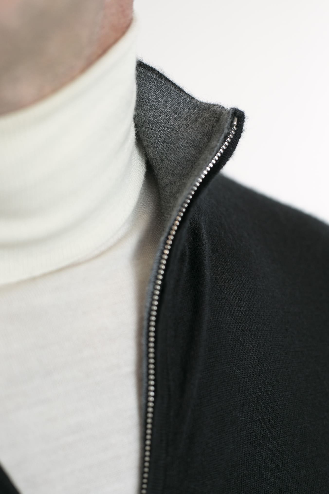 Maglia Full Zip Double Face Nero e Grigio - Guarino Store