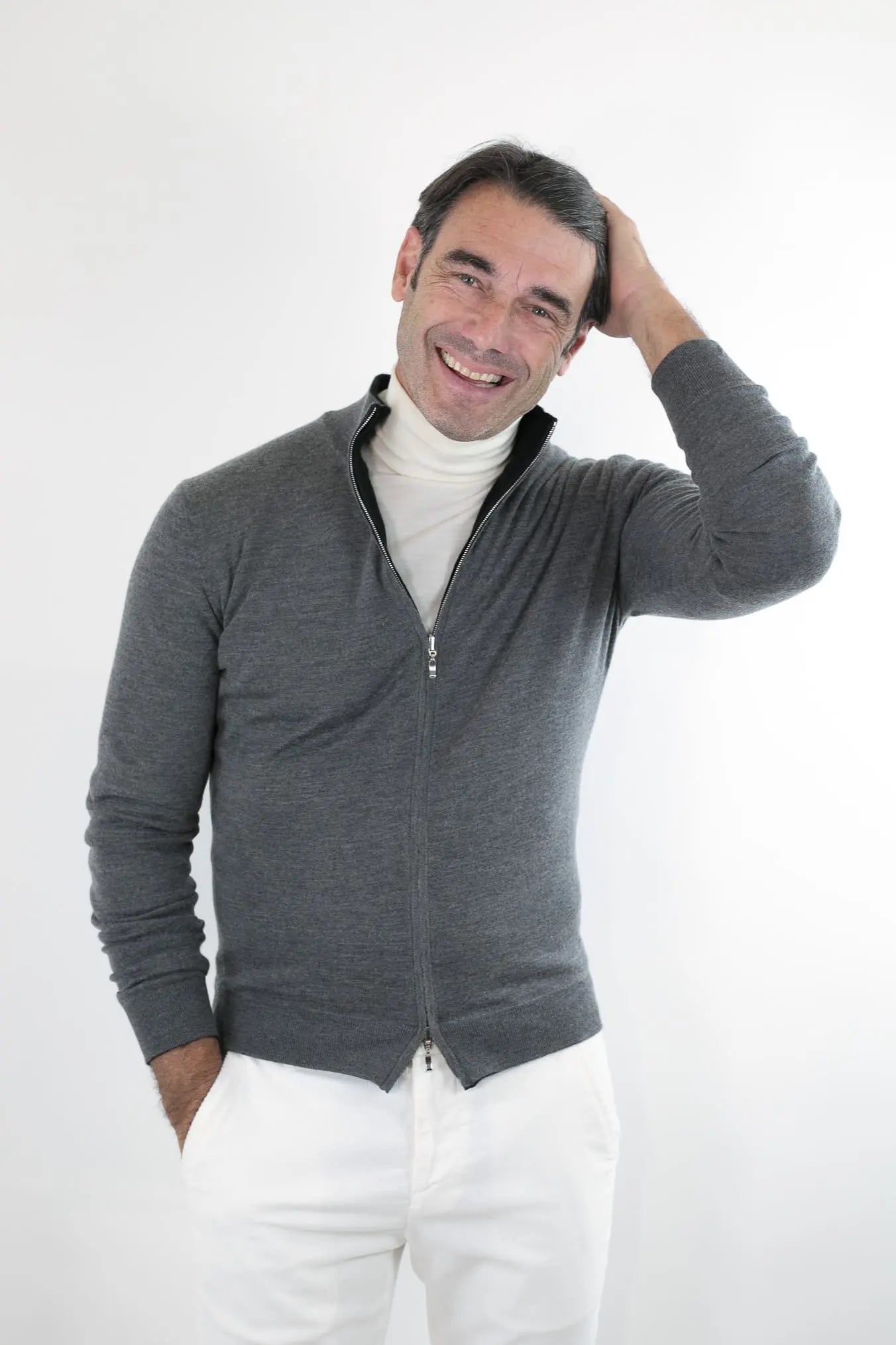 Maglia Full Zip Double Face Nero e Grigio - Guarino Store