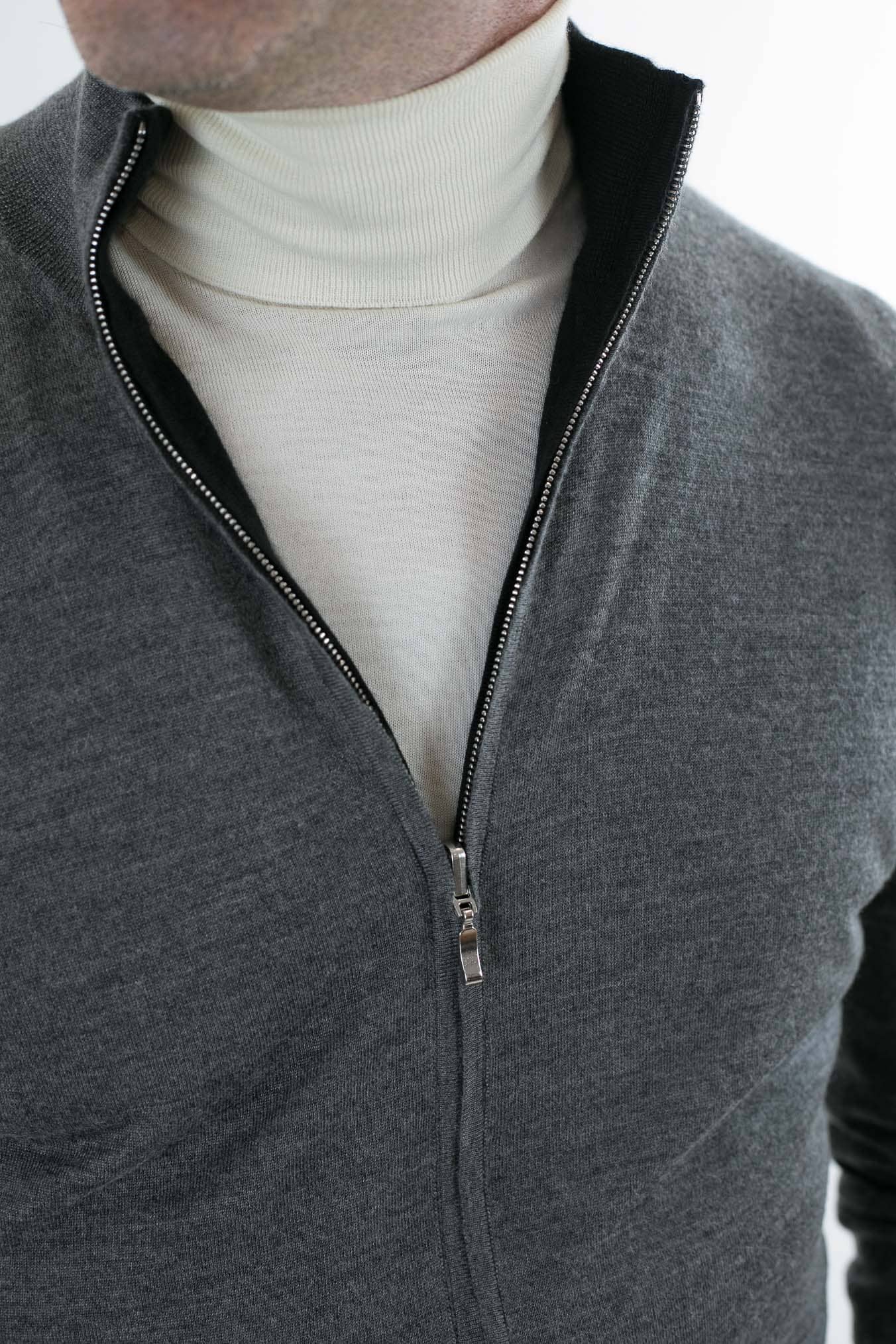 Maglia Full Zip Double Face Nero e Grigio - Guarino Store