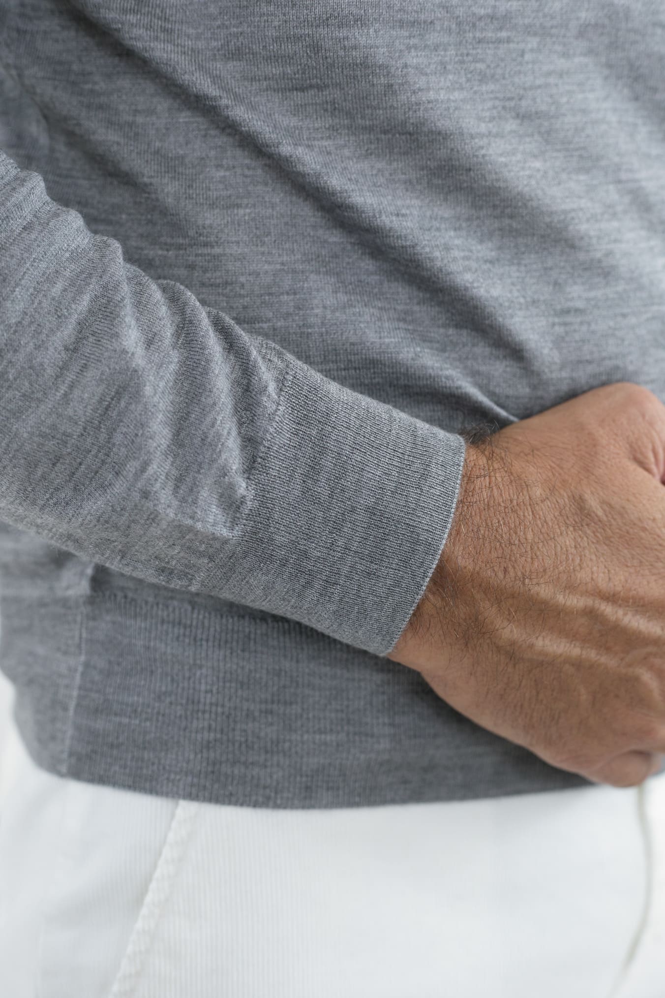 Girocollo Superlight Cashmere e Seta Pettinato Grigio Chiaro - Guarino Store