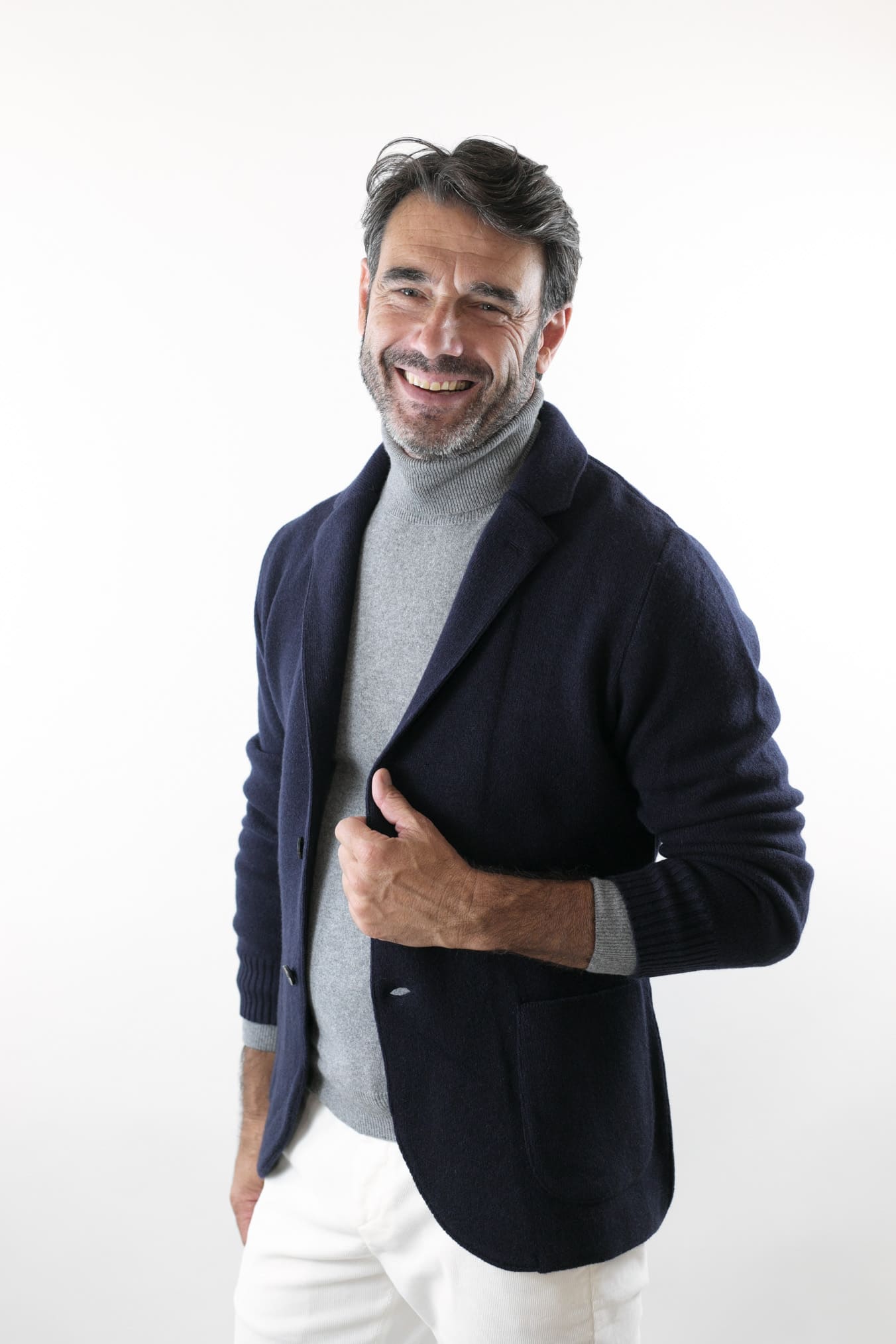 Giacca Maglia in Cashmere Blu Navy - Guarino Store