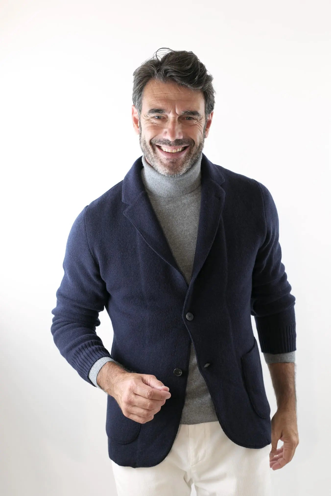 Giacca Maglia in Cashmere Blu Navy - Guarino Store
