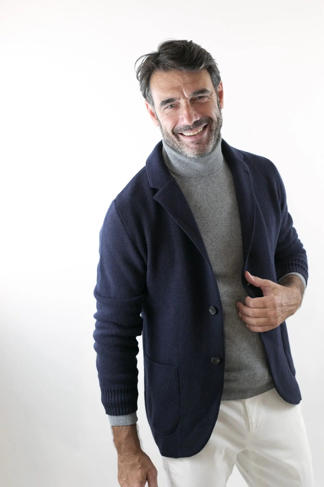 Giacca Maglia in Cashmere Blu Navy - Guarino Store