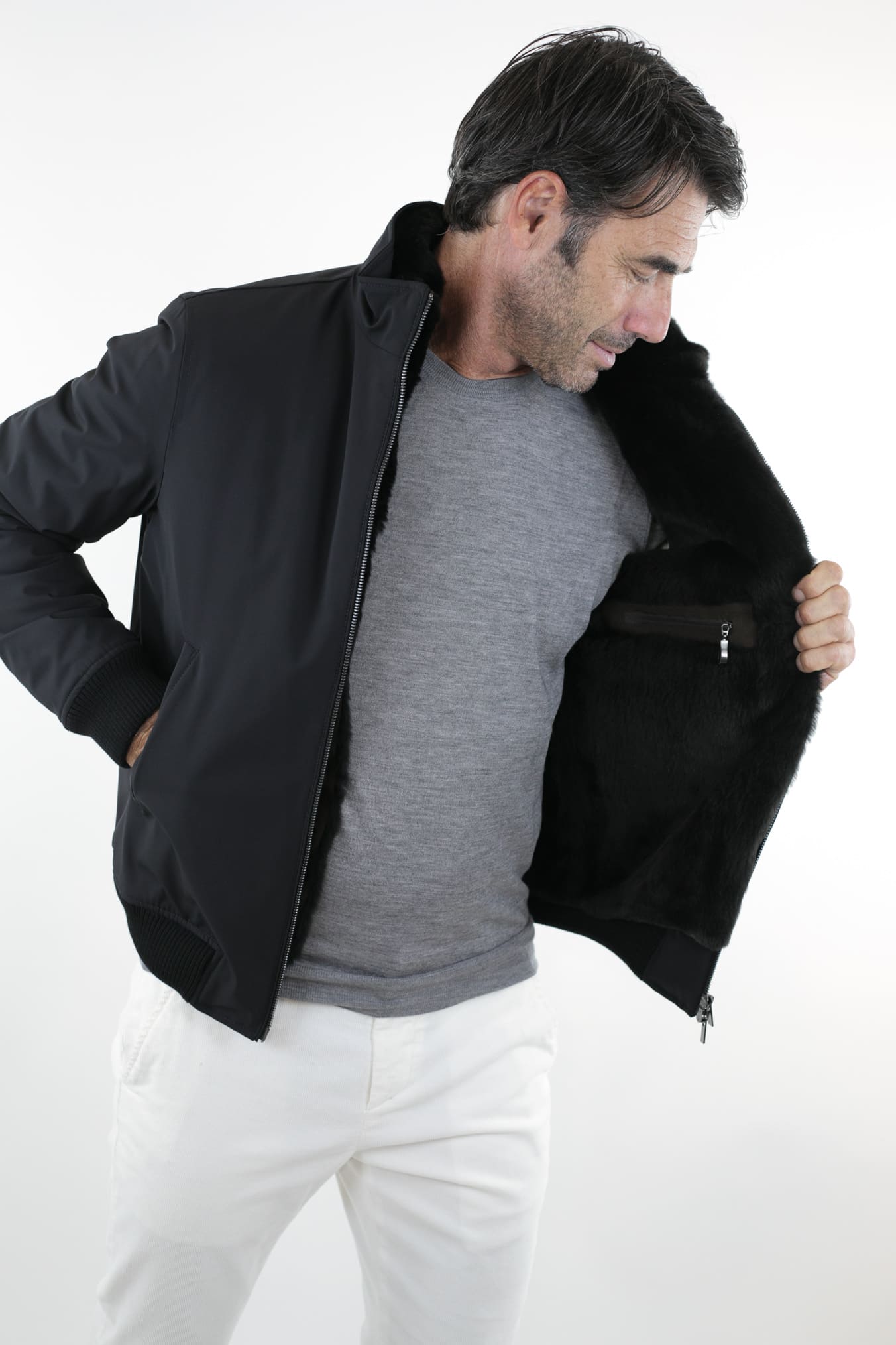 Giubbino Impermeabile Nero Corpetto Castorino - Guarino Store