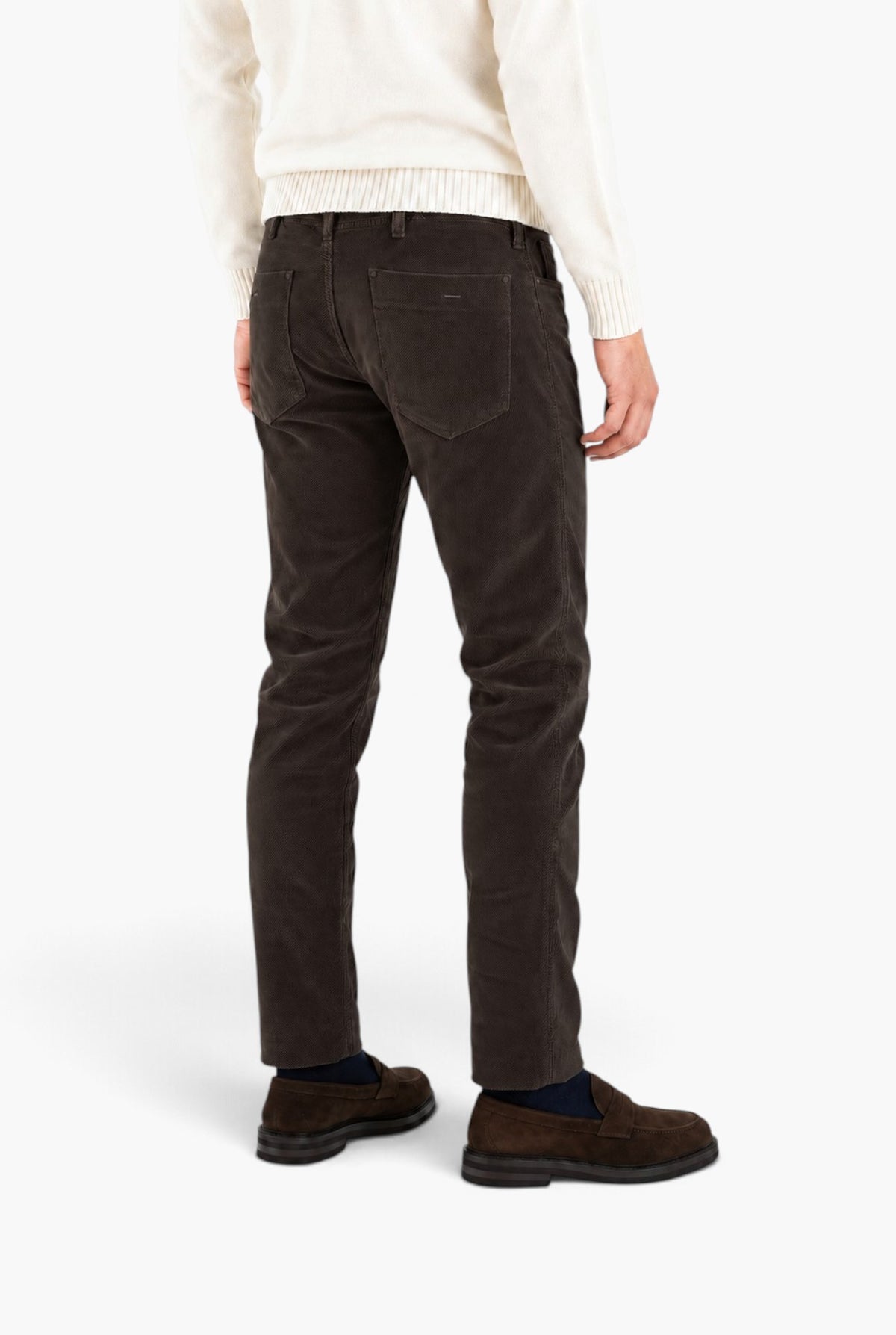 INCOTEX Pantaloni Velluto Diagonale 5 Tasche Moro