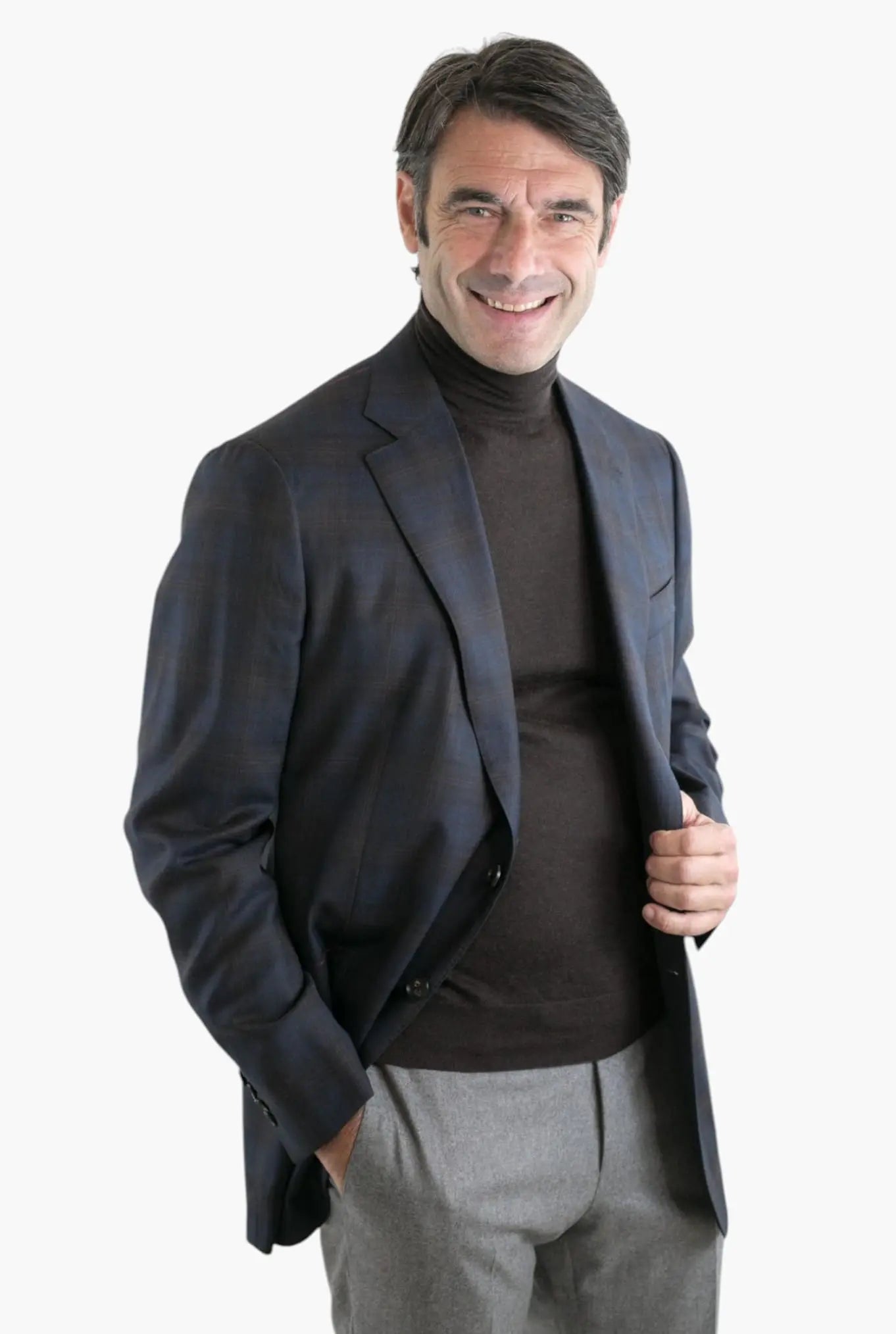 ISAIA Giacca Check Blu e Marrone
