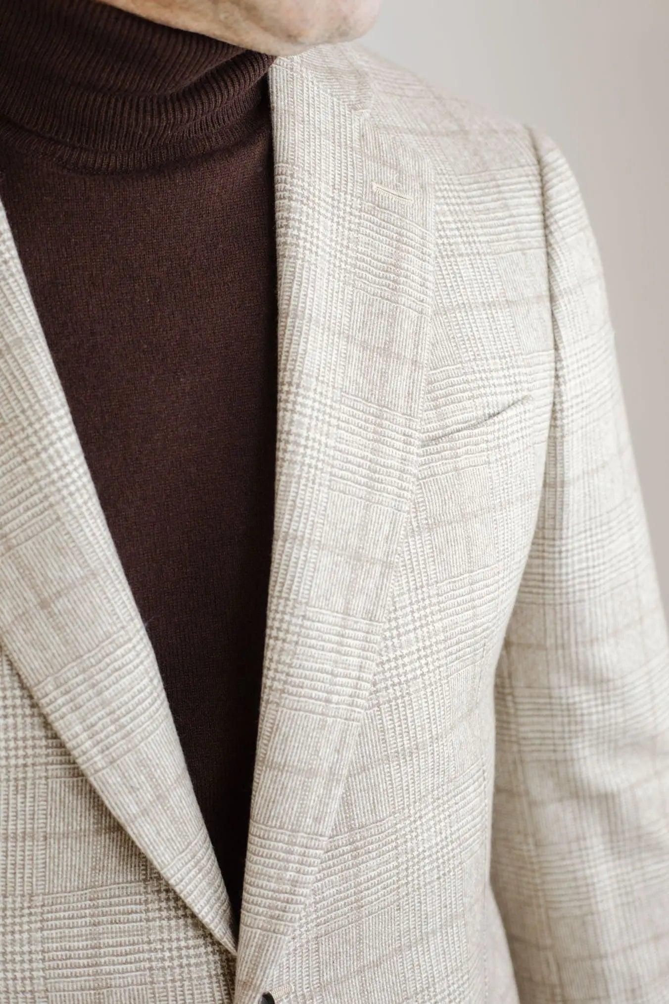 Giacca Principe di Galles Cashmere Beige - Guarino Store