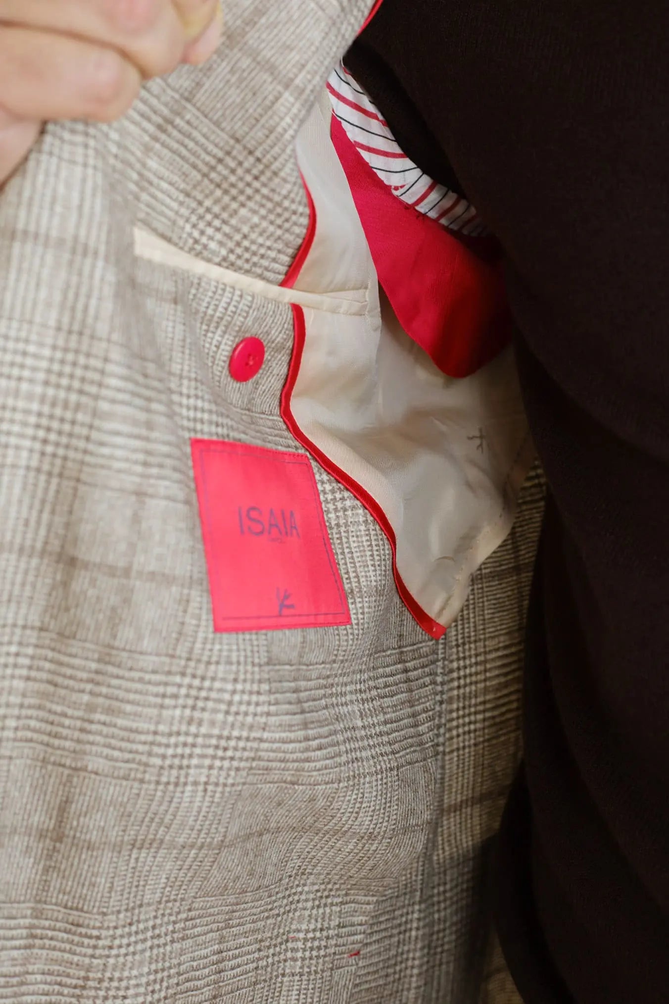 Giacca Principe di Galles Cashmere Beige - Guarino Store